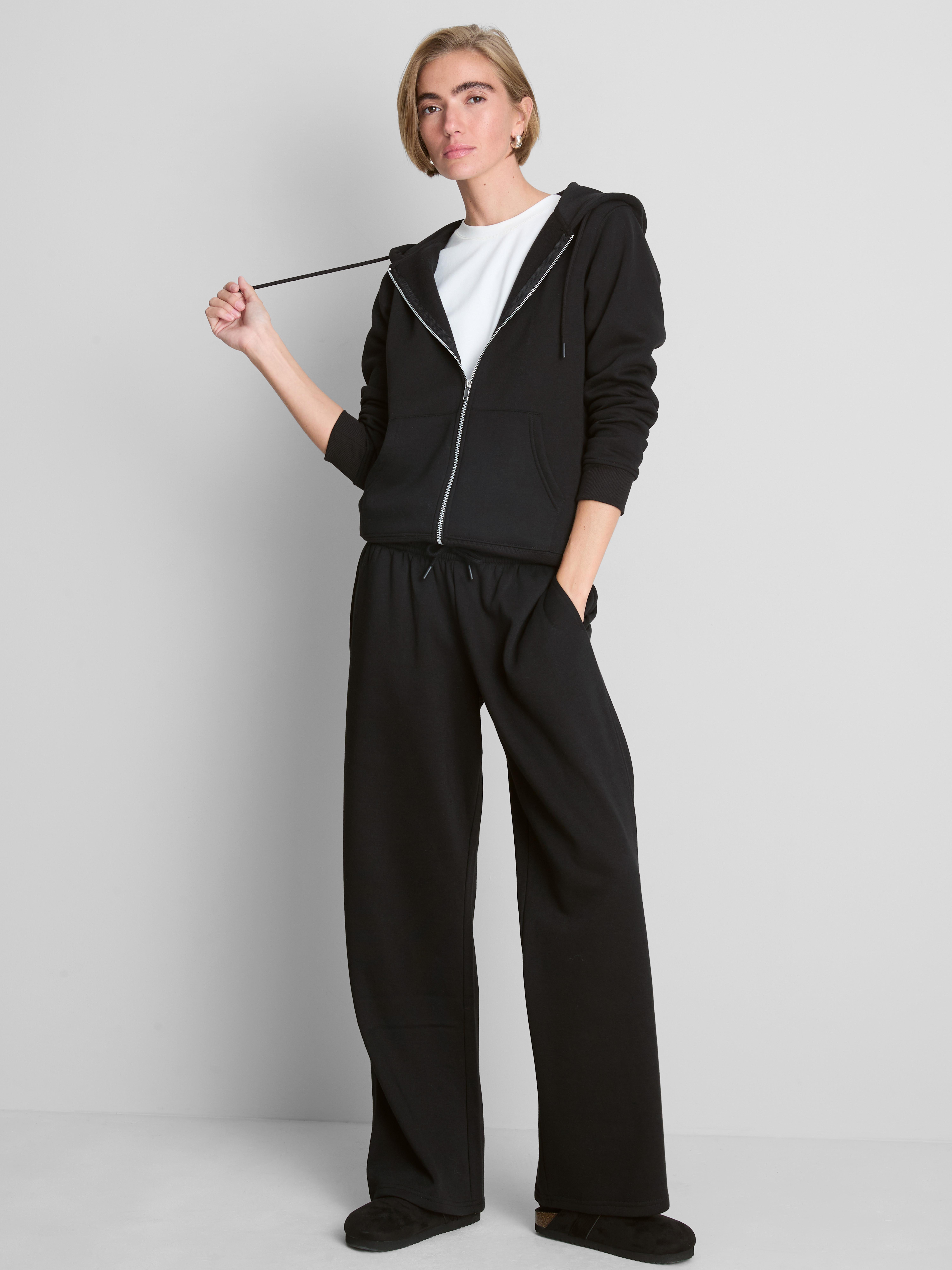 Essential Zip Through Hoodie - Black