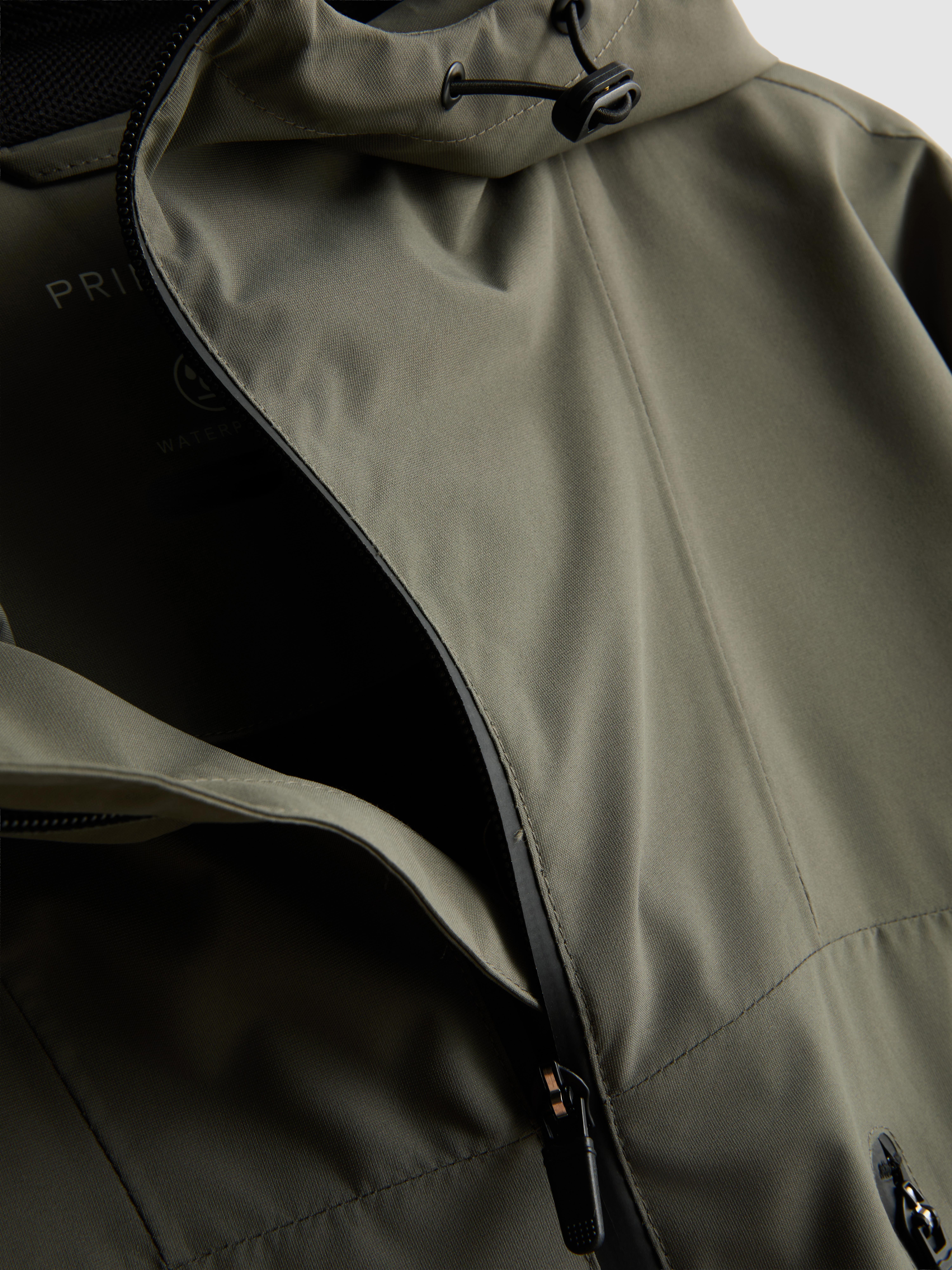 Hooded Zip Raincoat - Olive