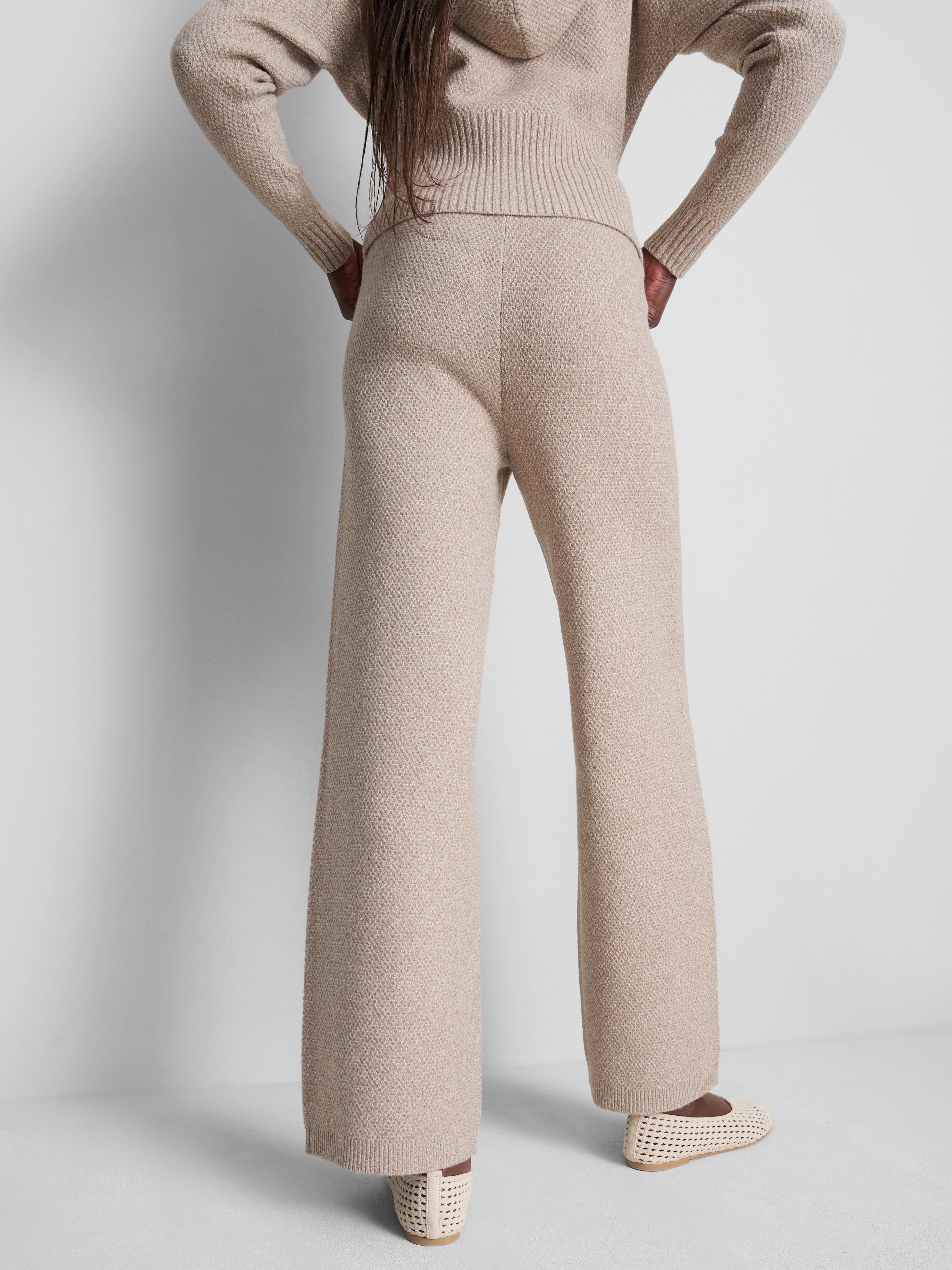 Knitted Marl Pants - Beige