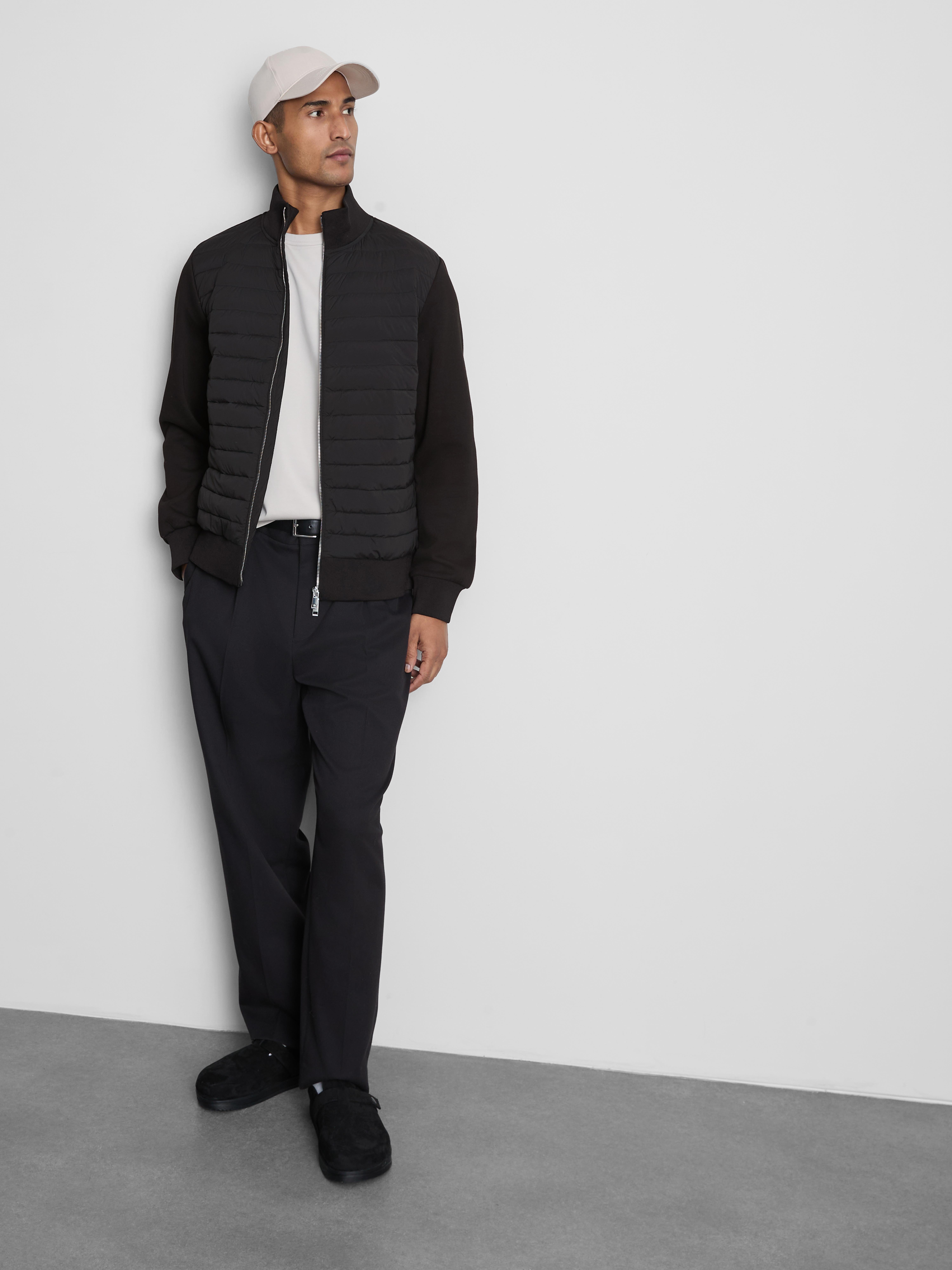 The Edit Quilted Panel Jacket - Black