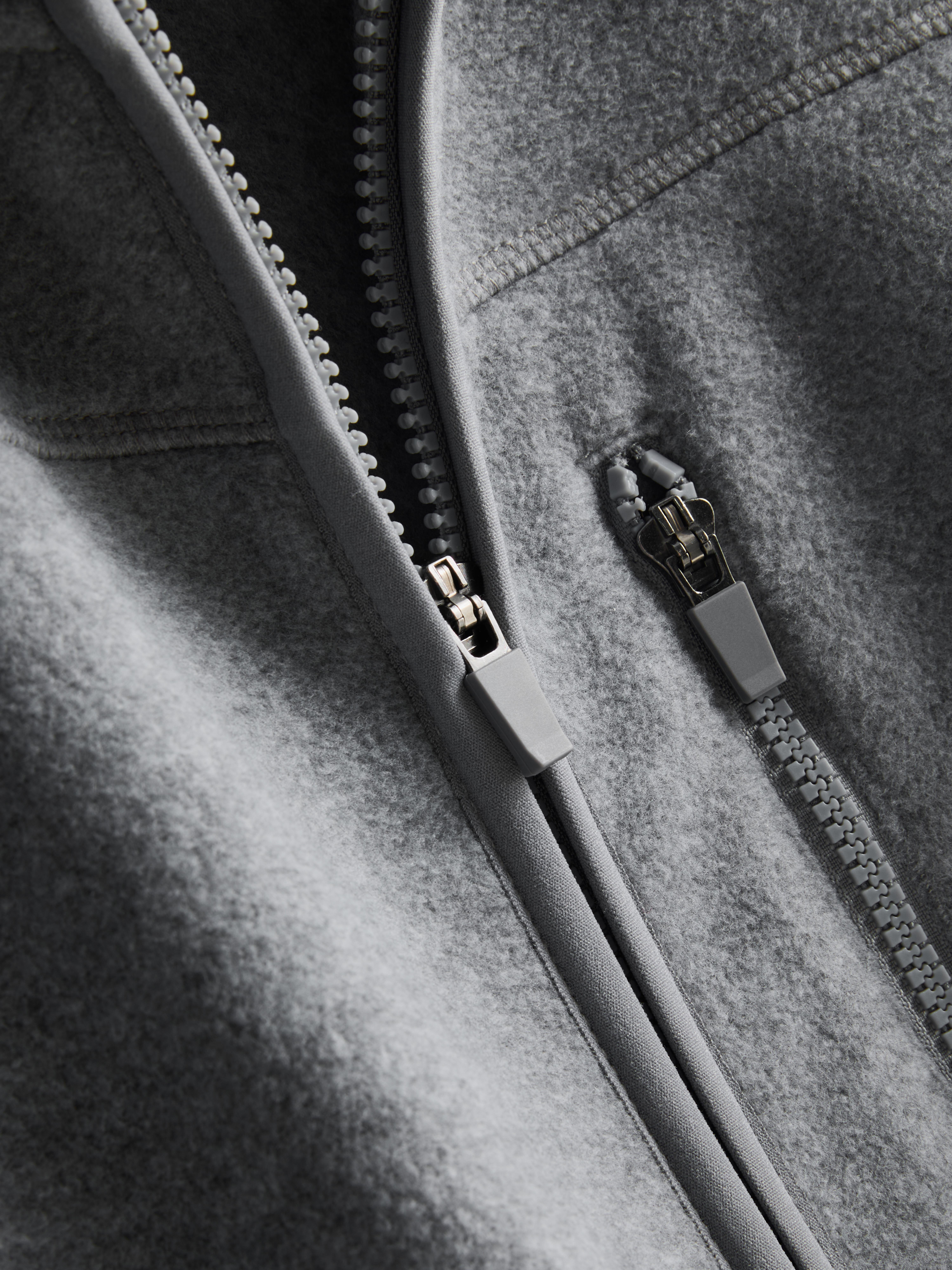 Zip-Up Fleece Jacket - Gray Heather