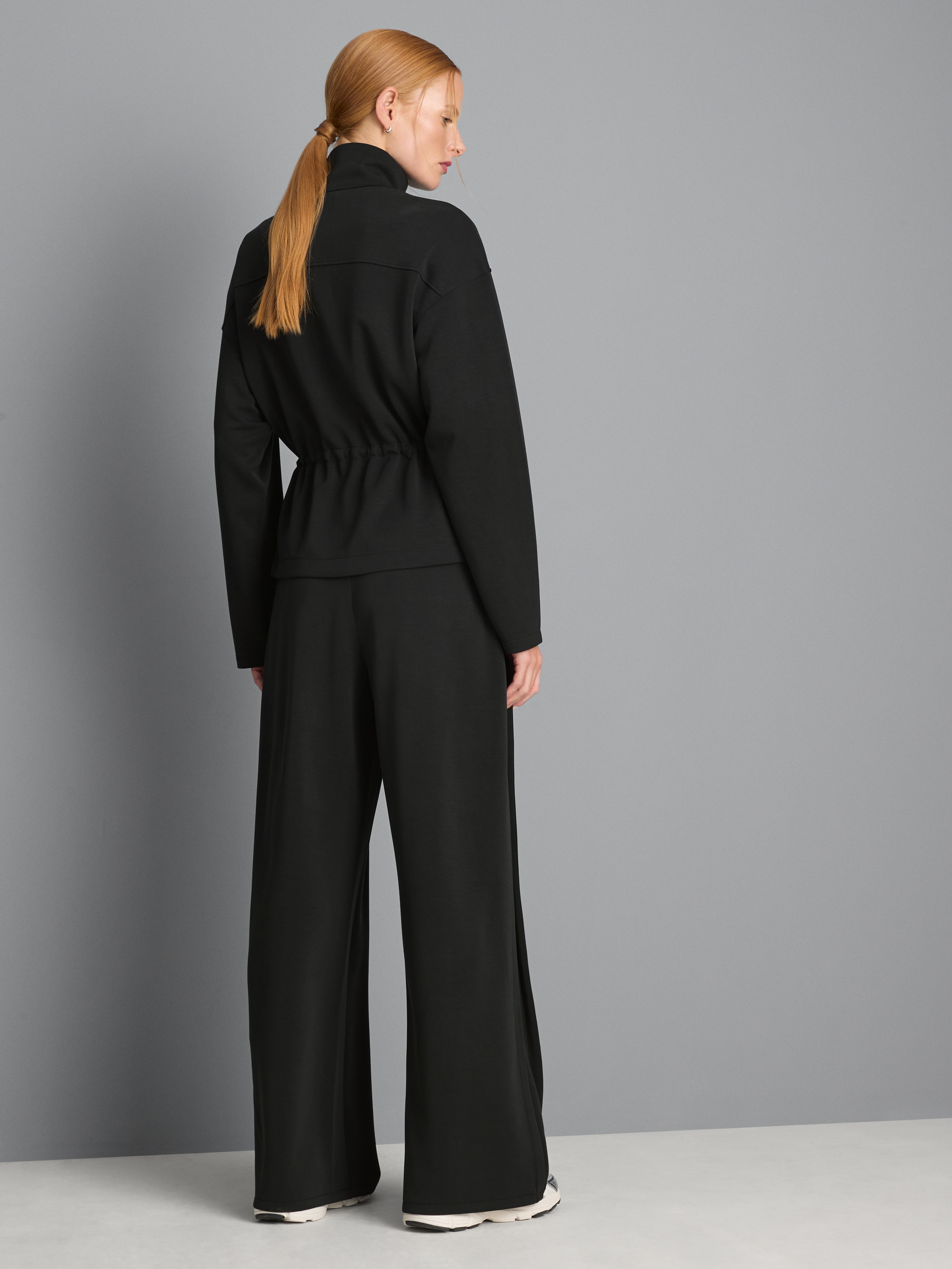 Modal Rich Wide Leg Joggers - Black