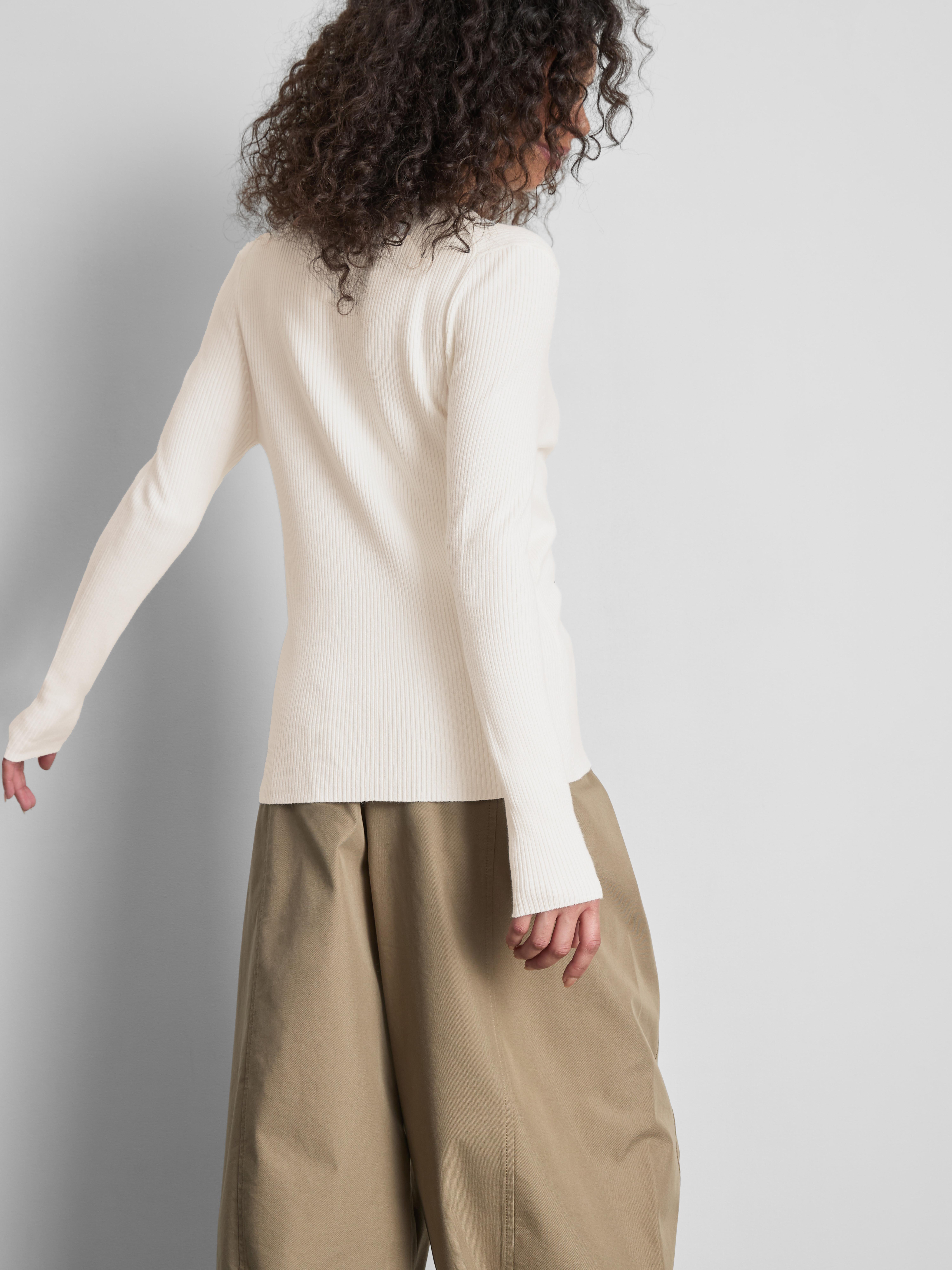 Ribbed Round Neck Cardigan - Ivory