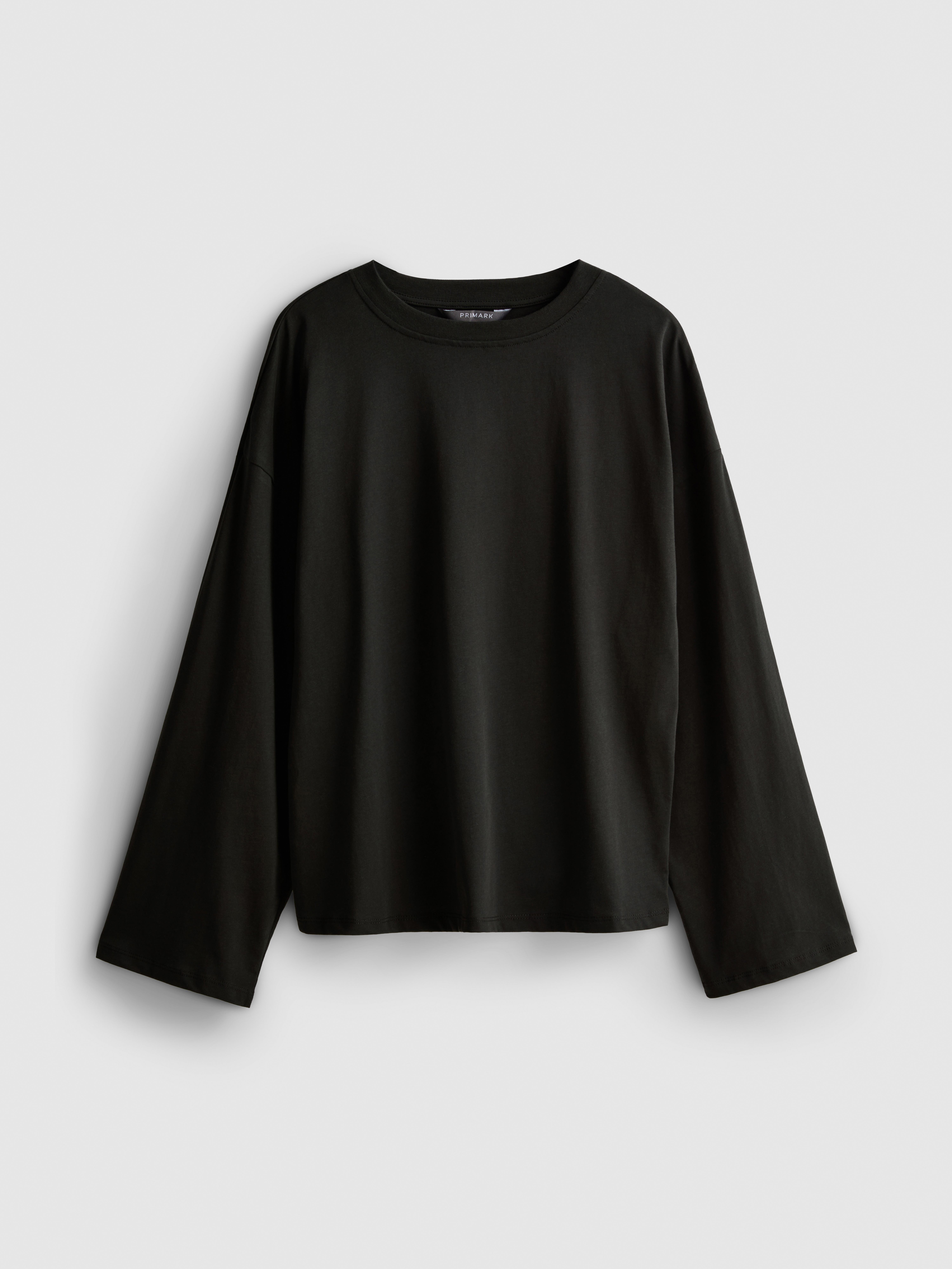 Pure Cotton Relaxed Bell Sleeve Tee - Charcoal