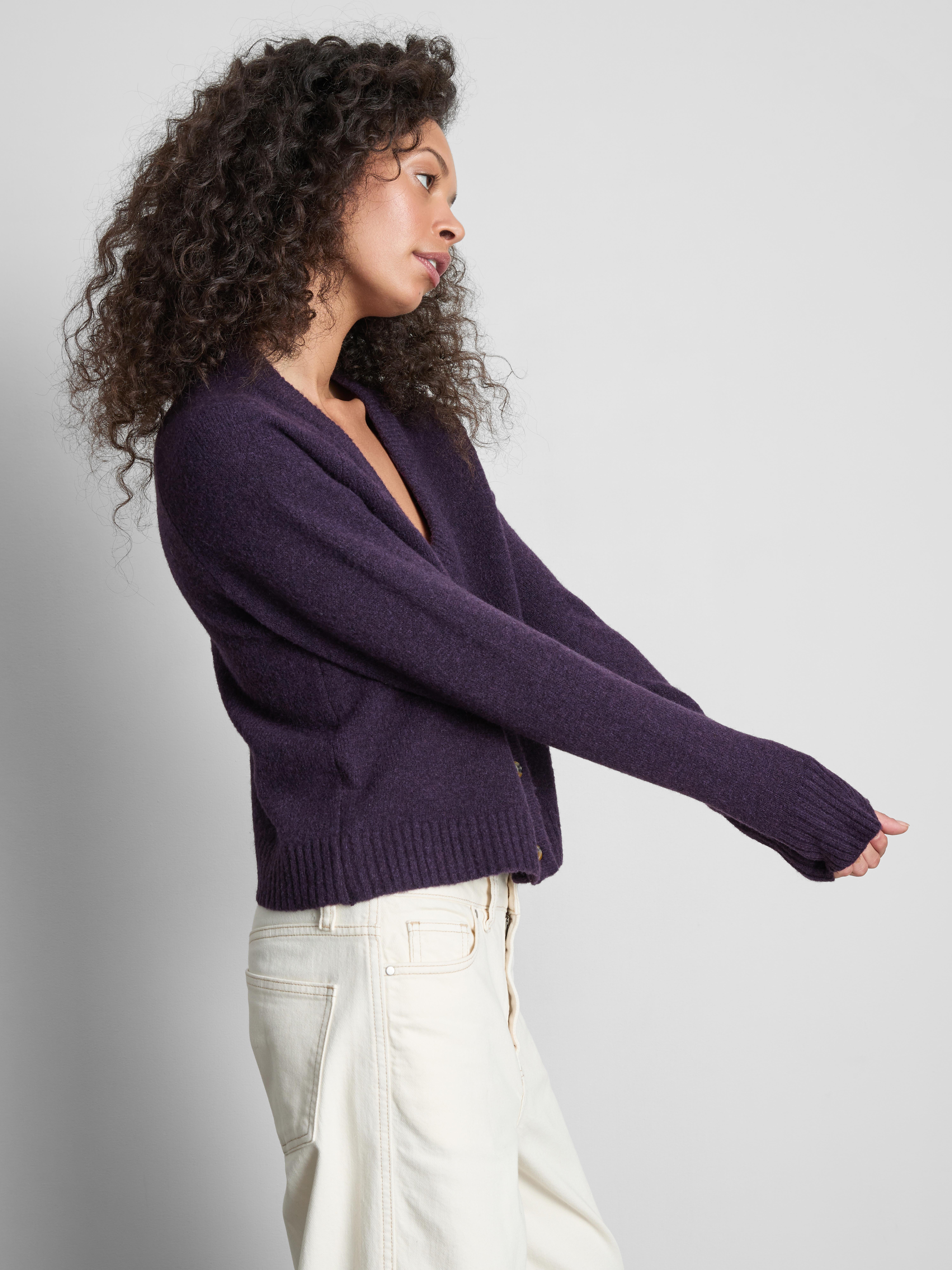 V-Neck Cardigan - Dark Purple