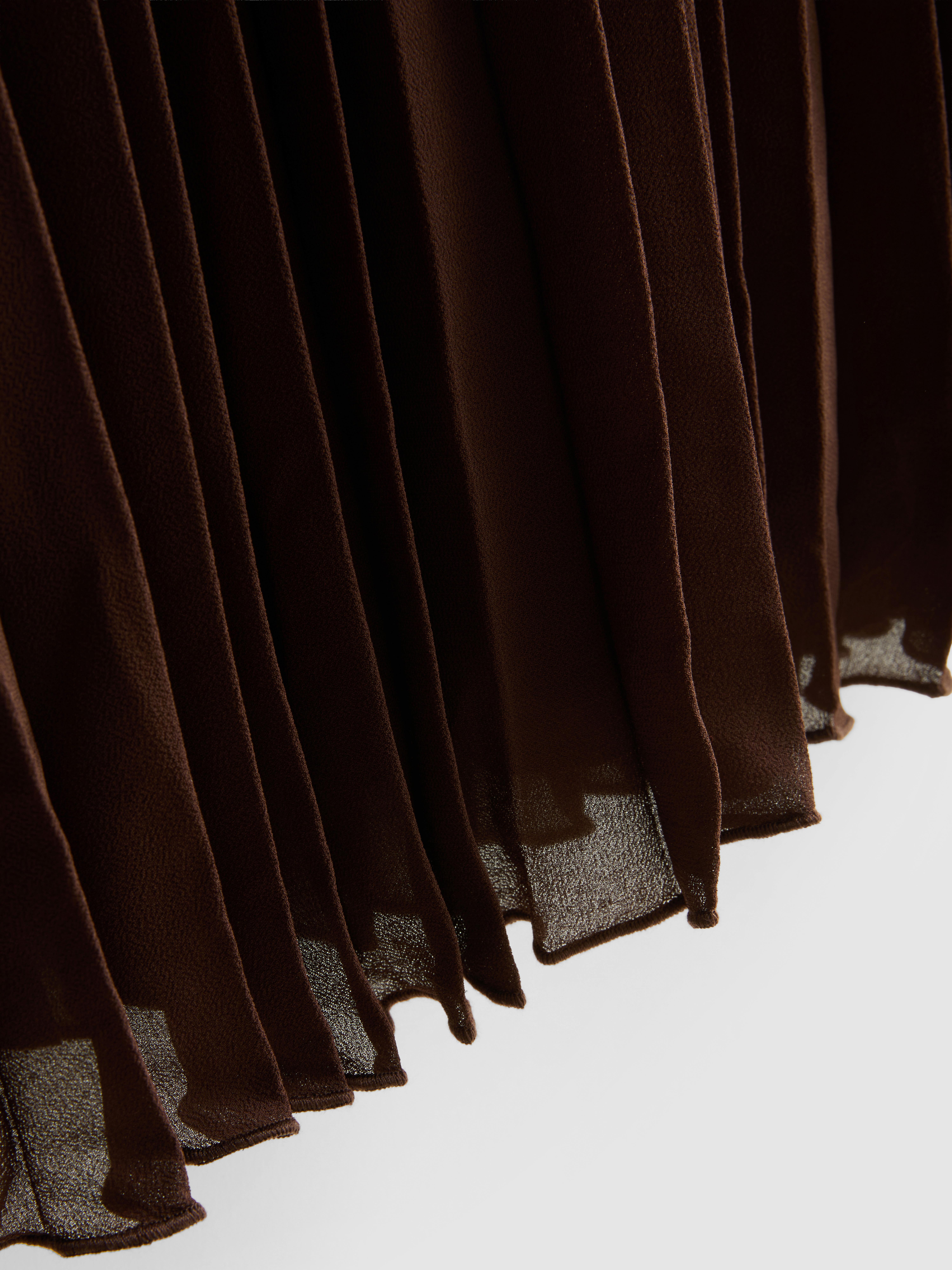 Pleated Chiffon Midi Skirt - Chocolate