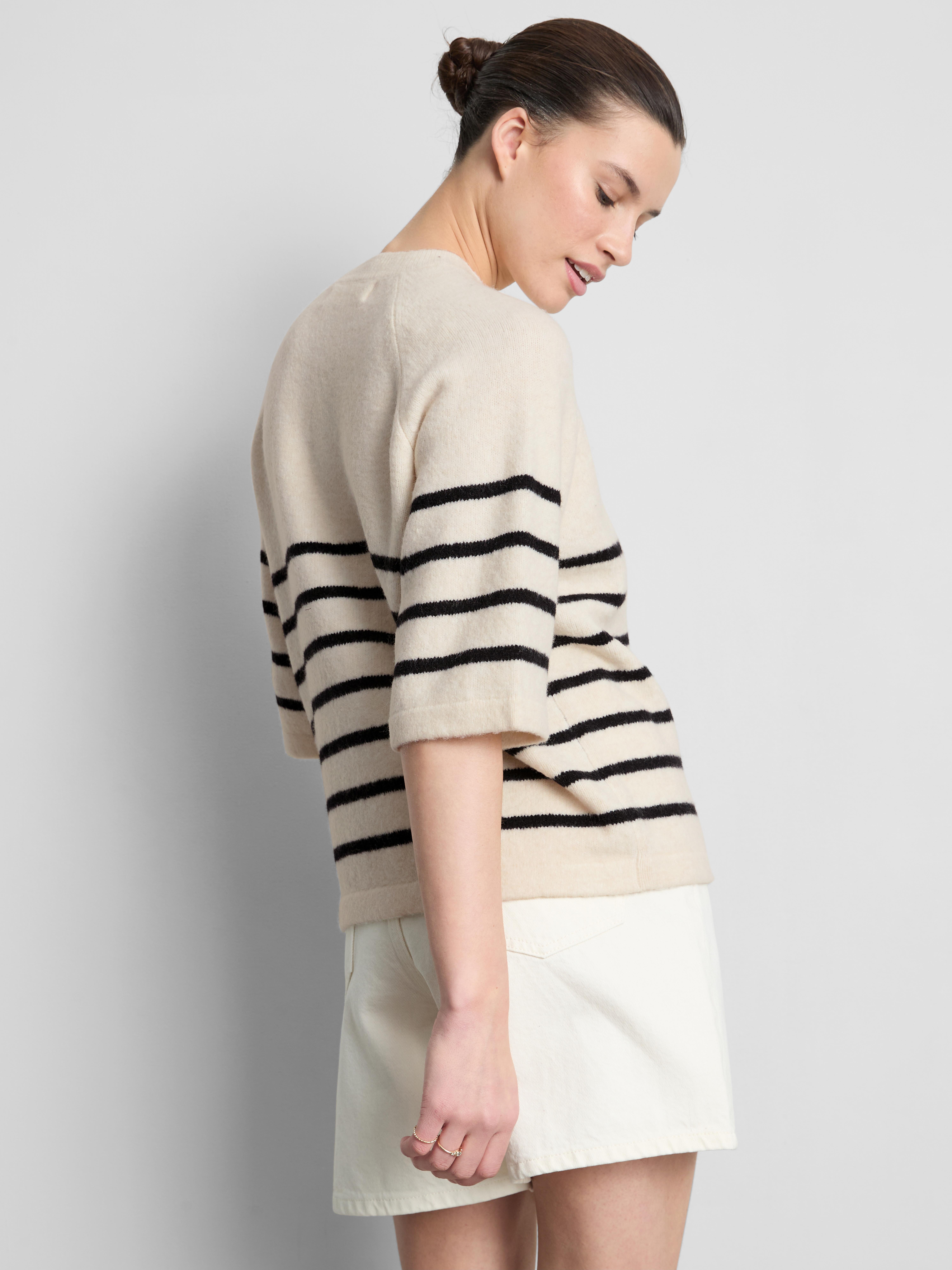 Wool-Blend Knitted Boxy T-Shirt - Ivory