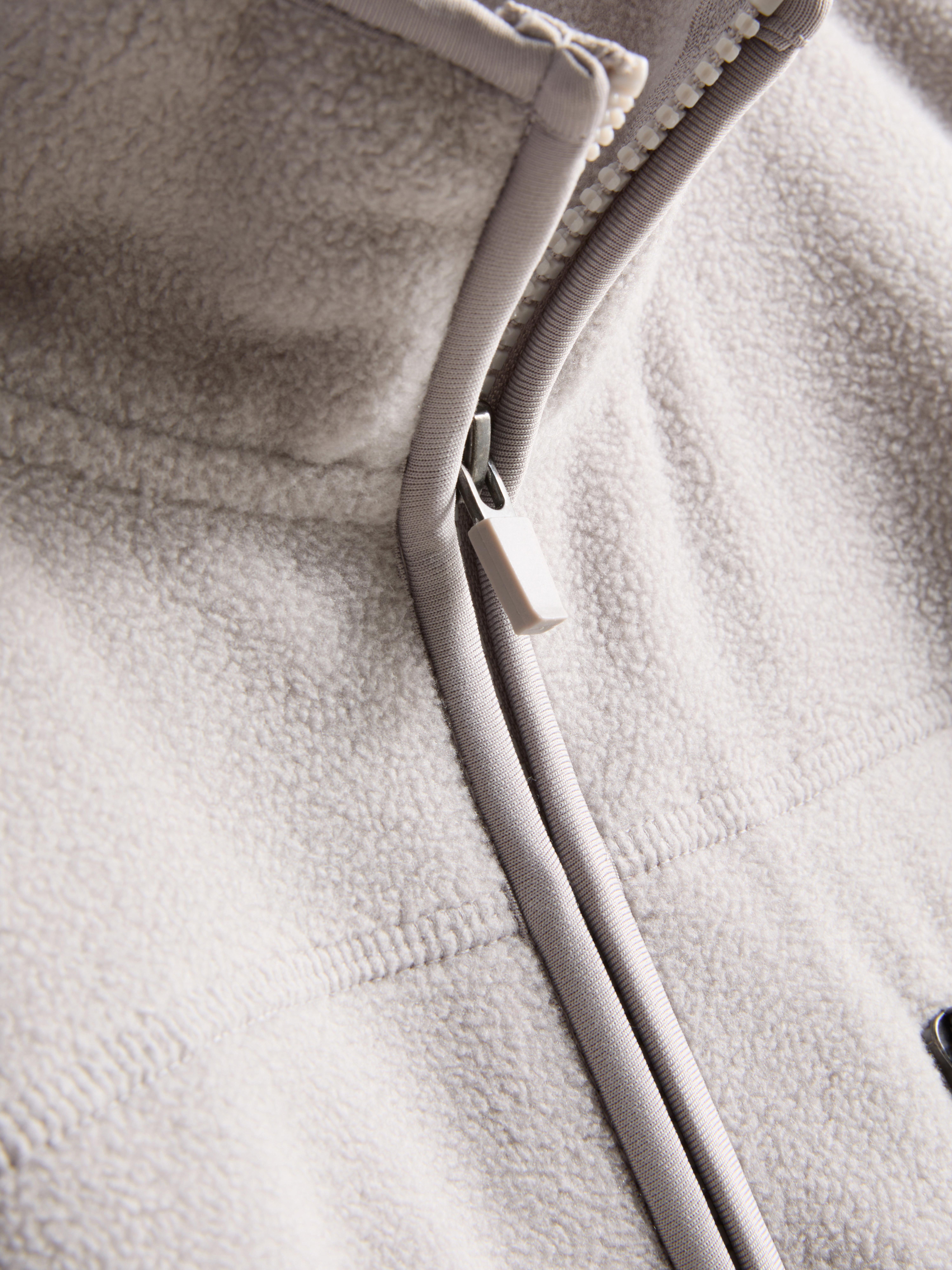 Zip-Up Fleece Jacket - Light Gray