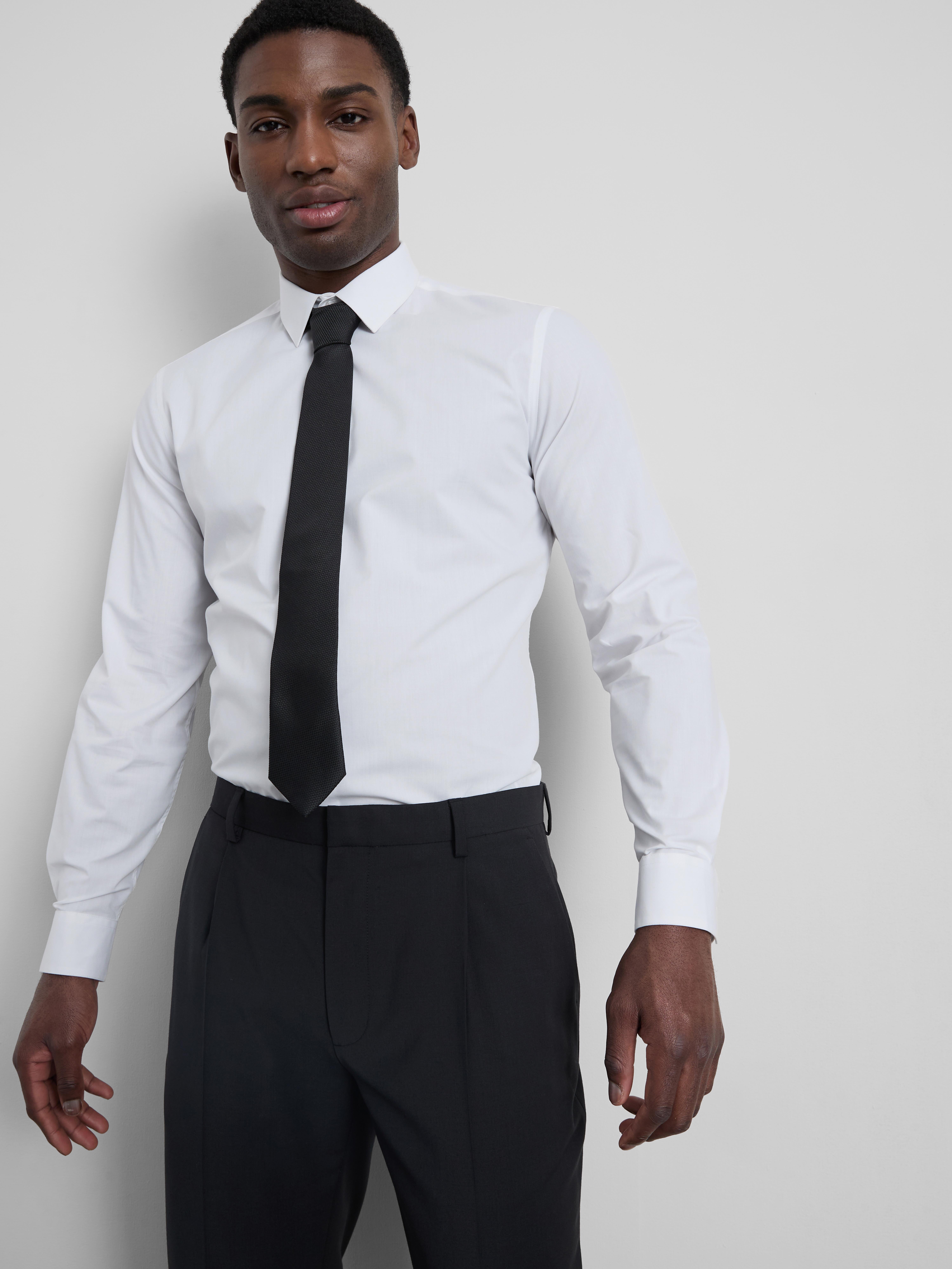 Slim Fit Stretch Button-Up Shirt - White