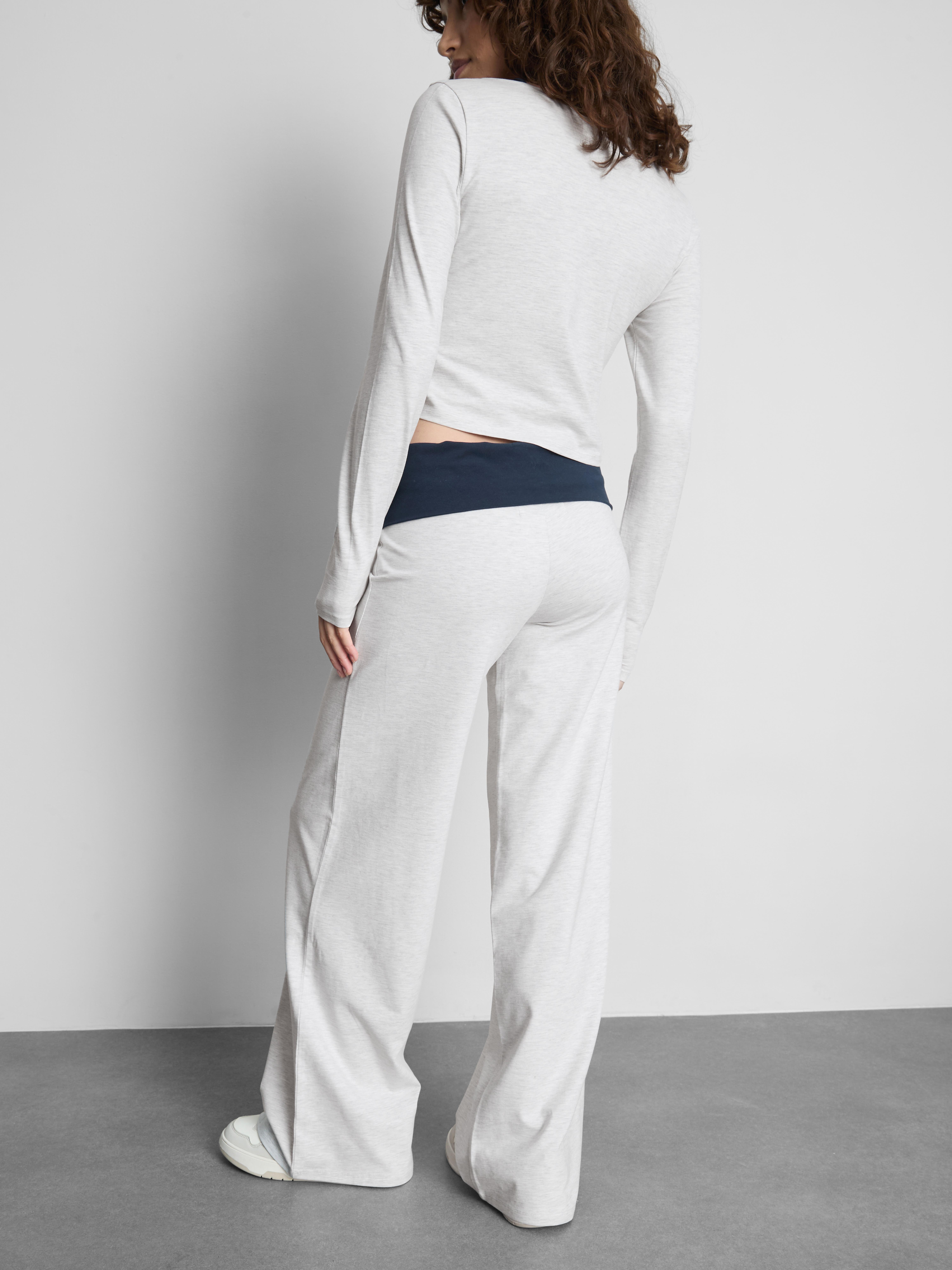 The Primark Scene | Wide-Leg Folding-Waistband Pants - Gray Heather