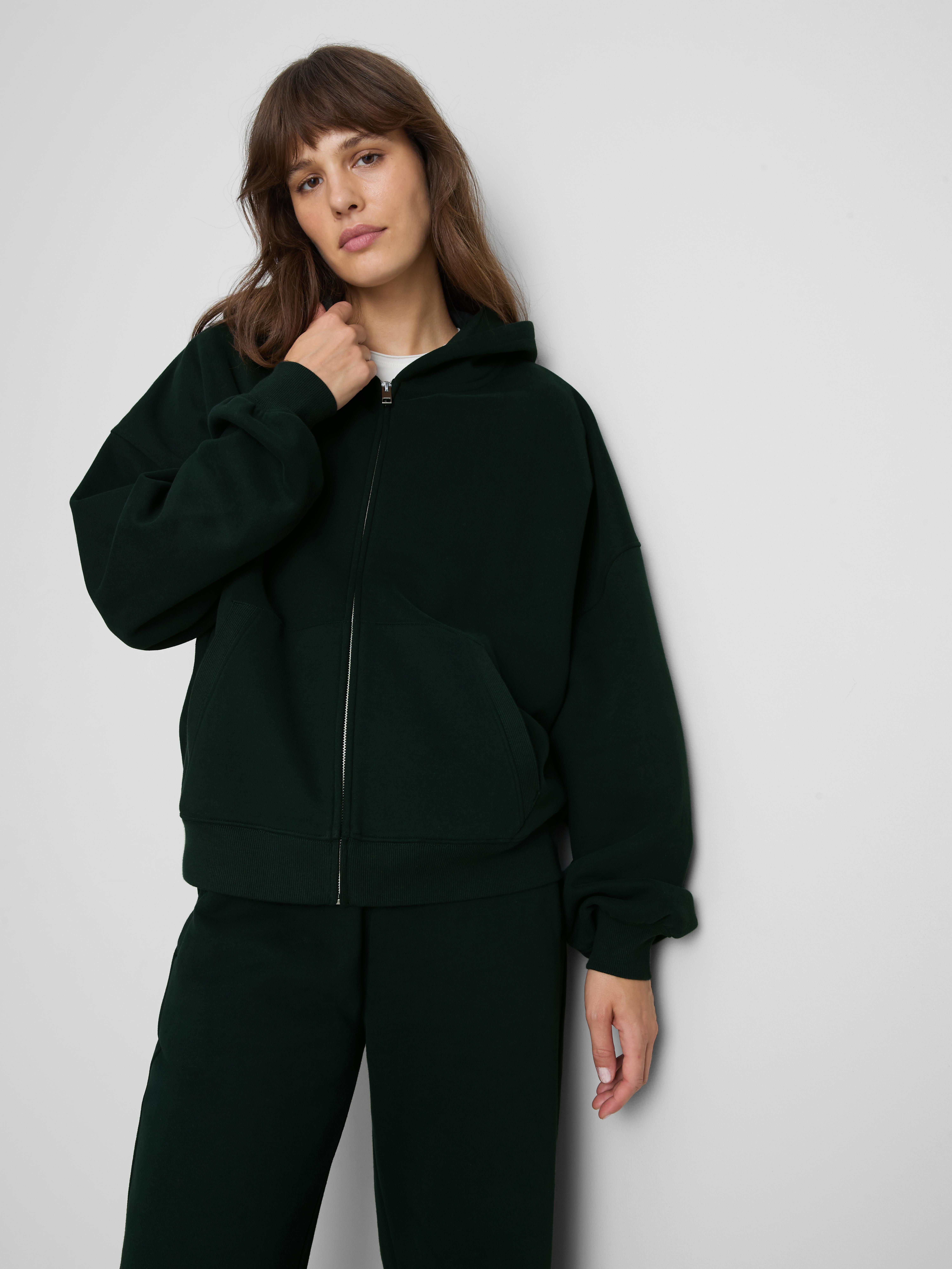 Paula Echevarría Cotton-Rich Zip-Up Hoodie - Dark Green
