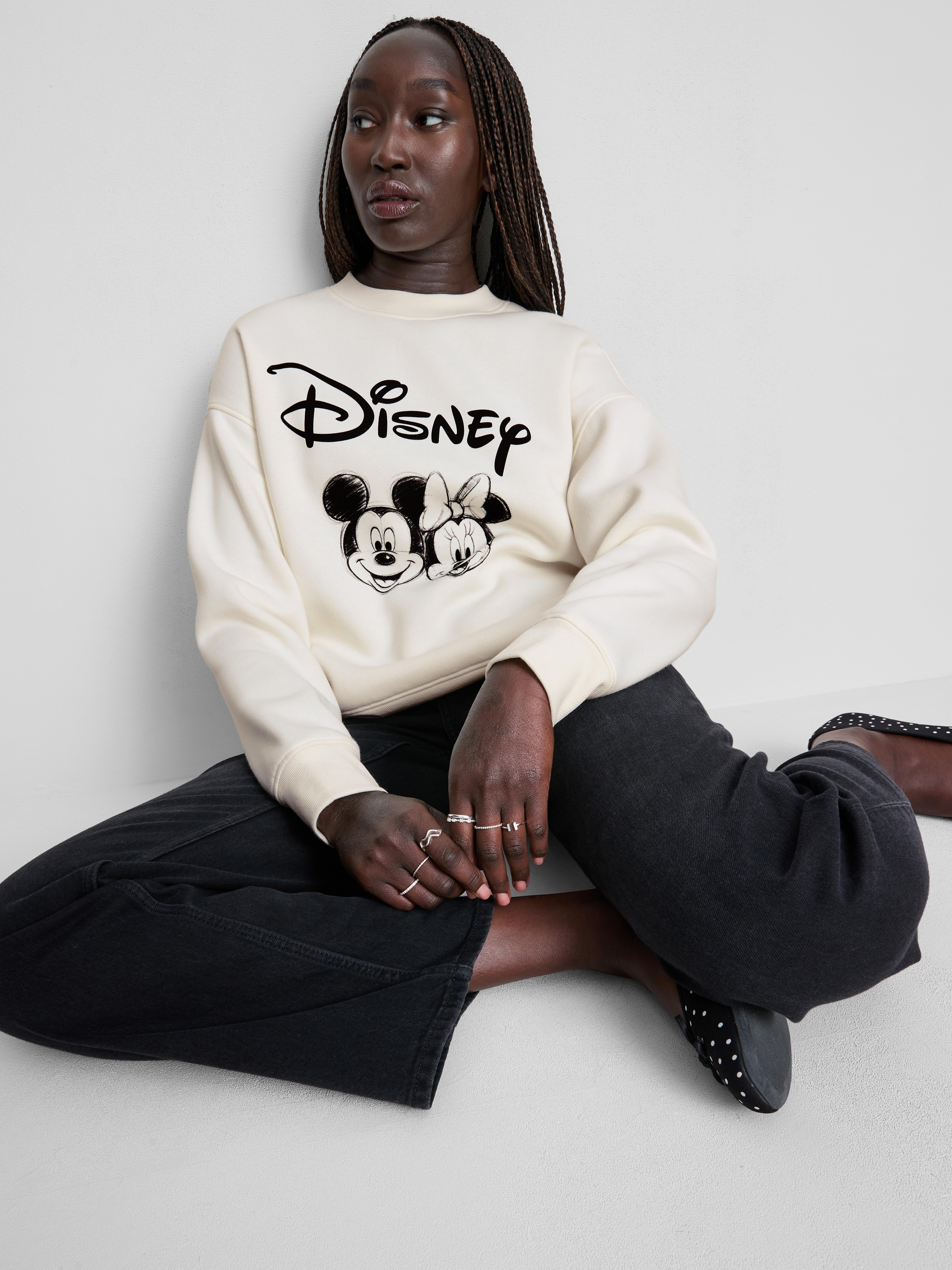 Disney's Mickey And Minnie Mouse Graphic Sweatshirt - Ivory
