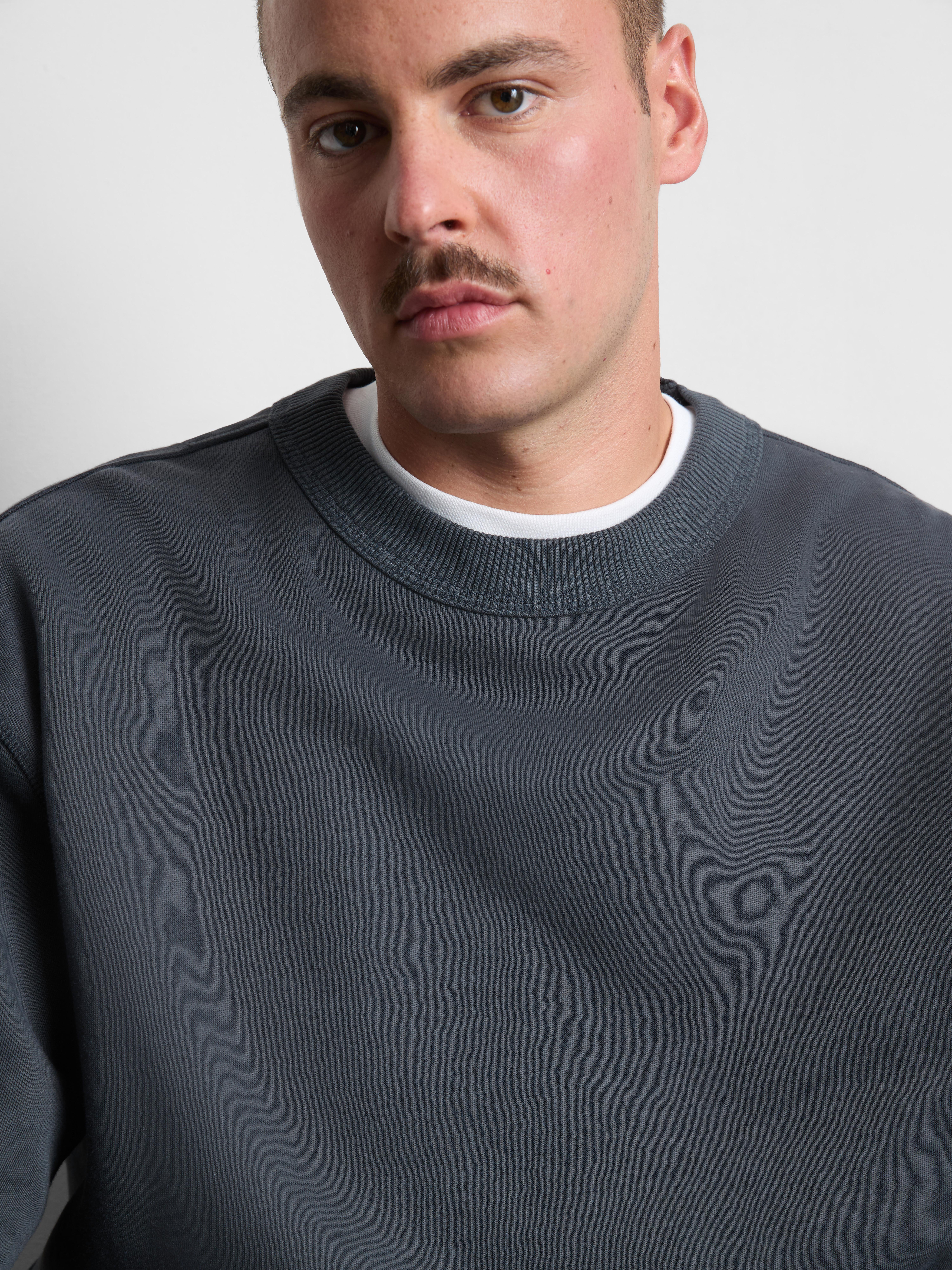 Cotton Rich Oversized Crew Neck Sweatshirt - Charcoal