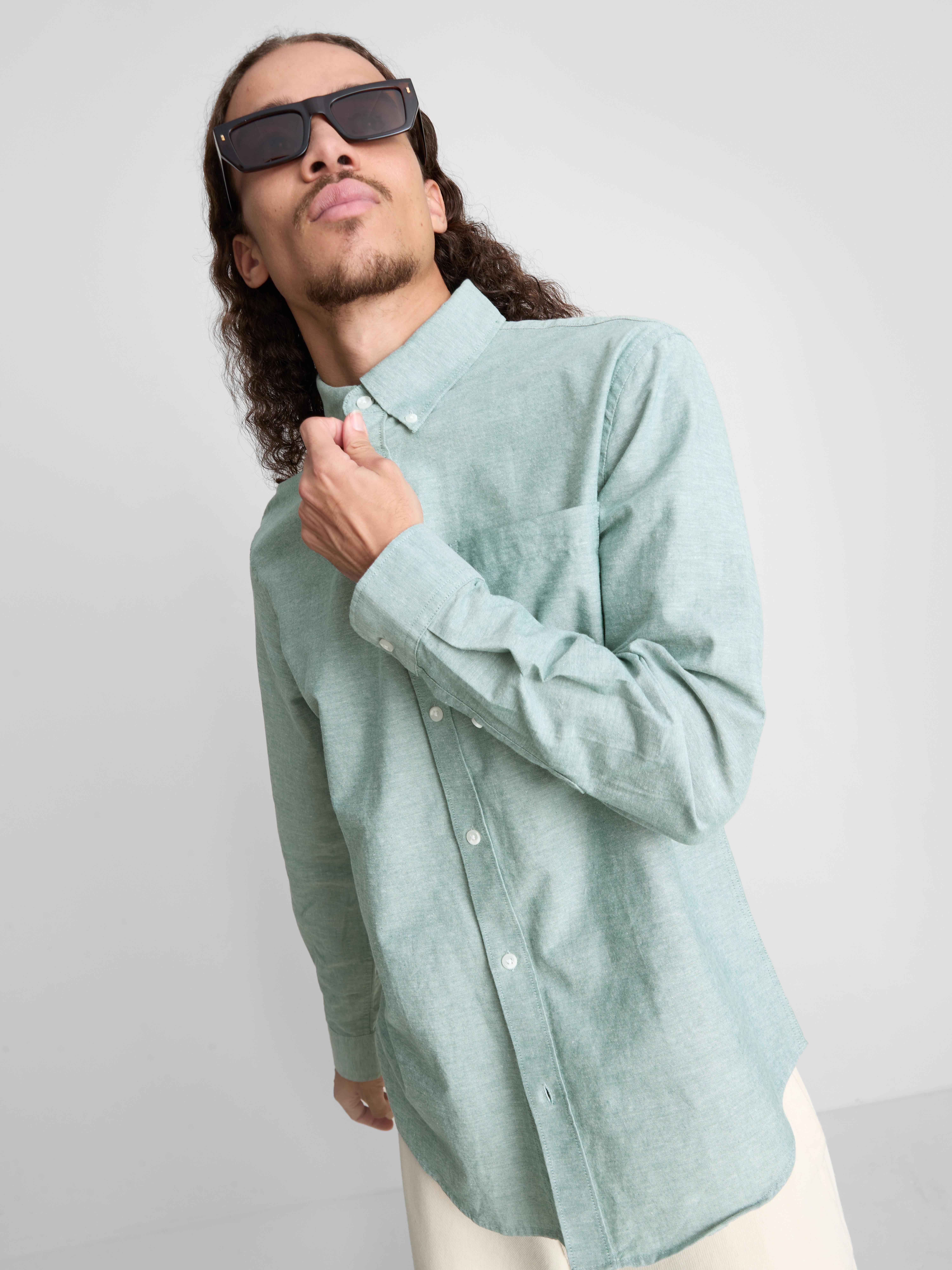 Pure Cotton Regular Fit Oxford Shirt - Green