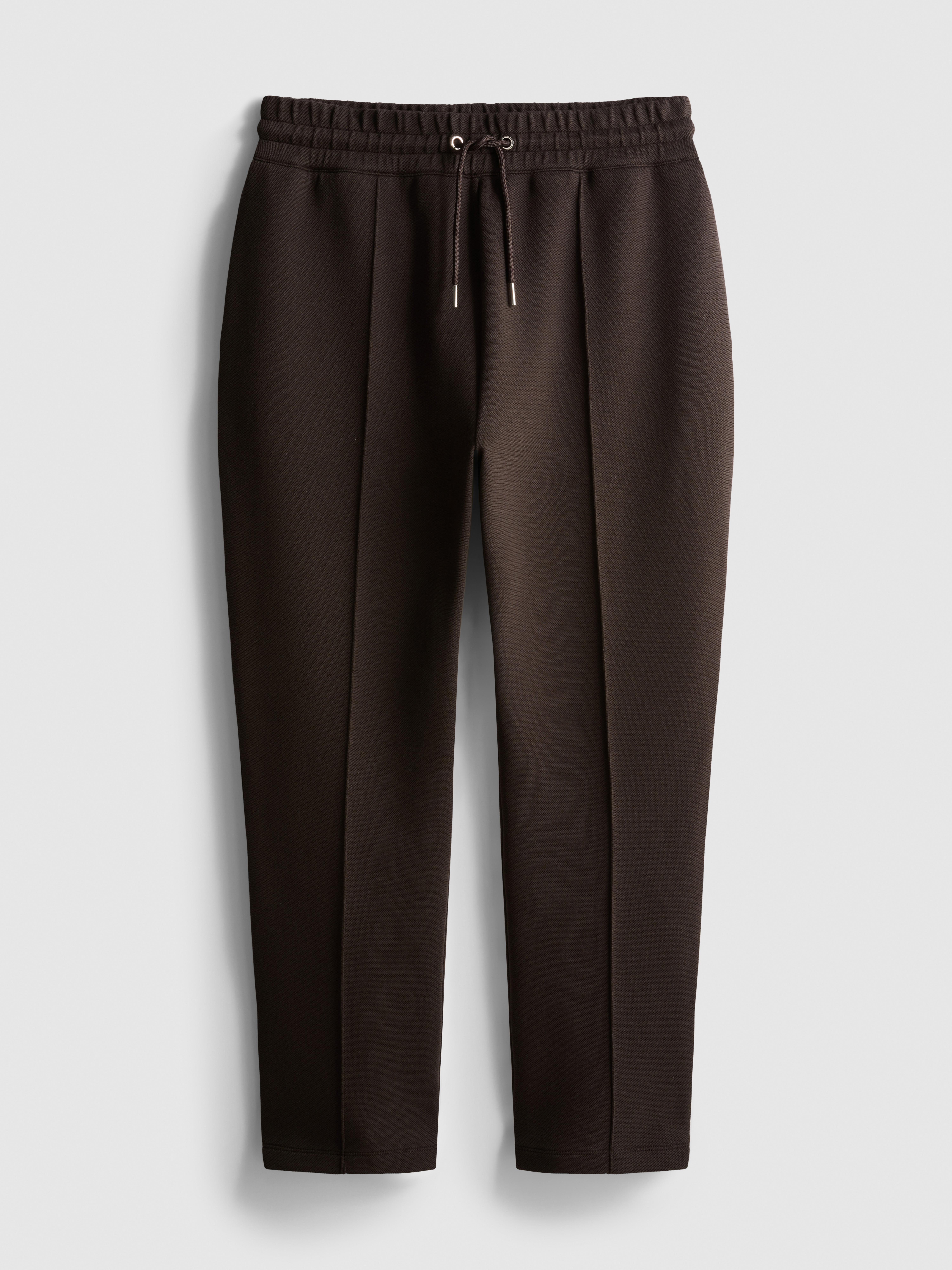 The Edit Pique Drawstring Joggers - Dark Brown