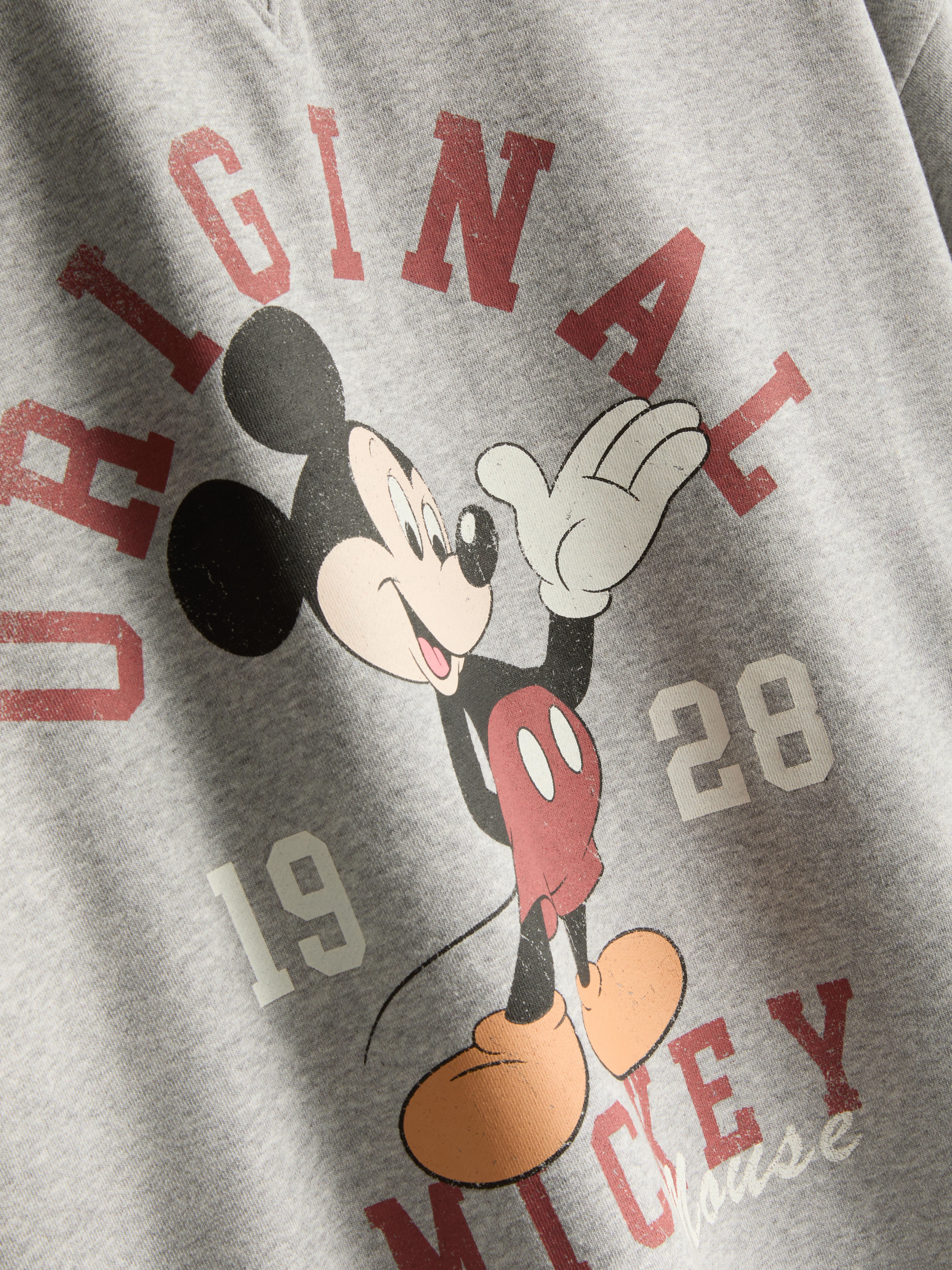 Disney's Mickey Mouse Cotton Rich Short Sleeve Sweatshirt - Gray Heather