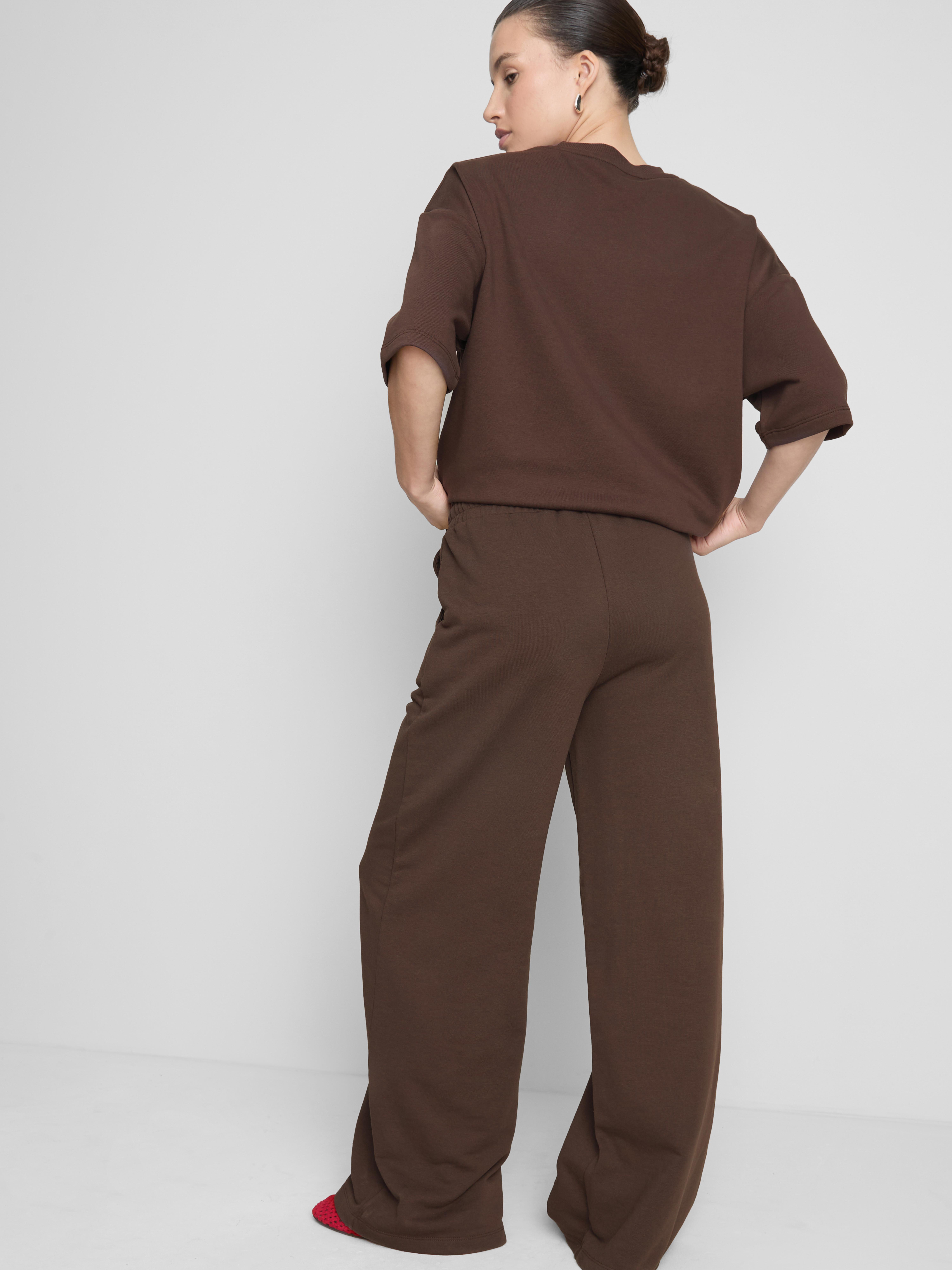 Wide-Leg Airport Tracksuit Bottoms - Chocolate