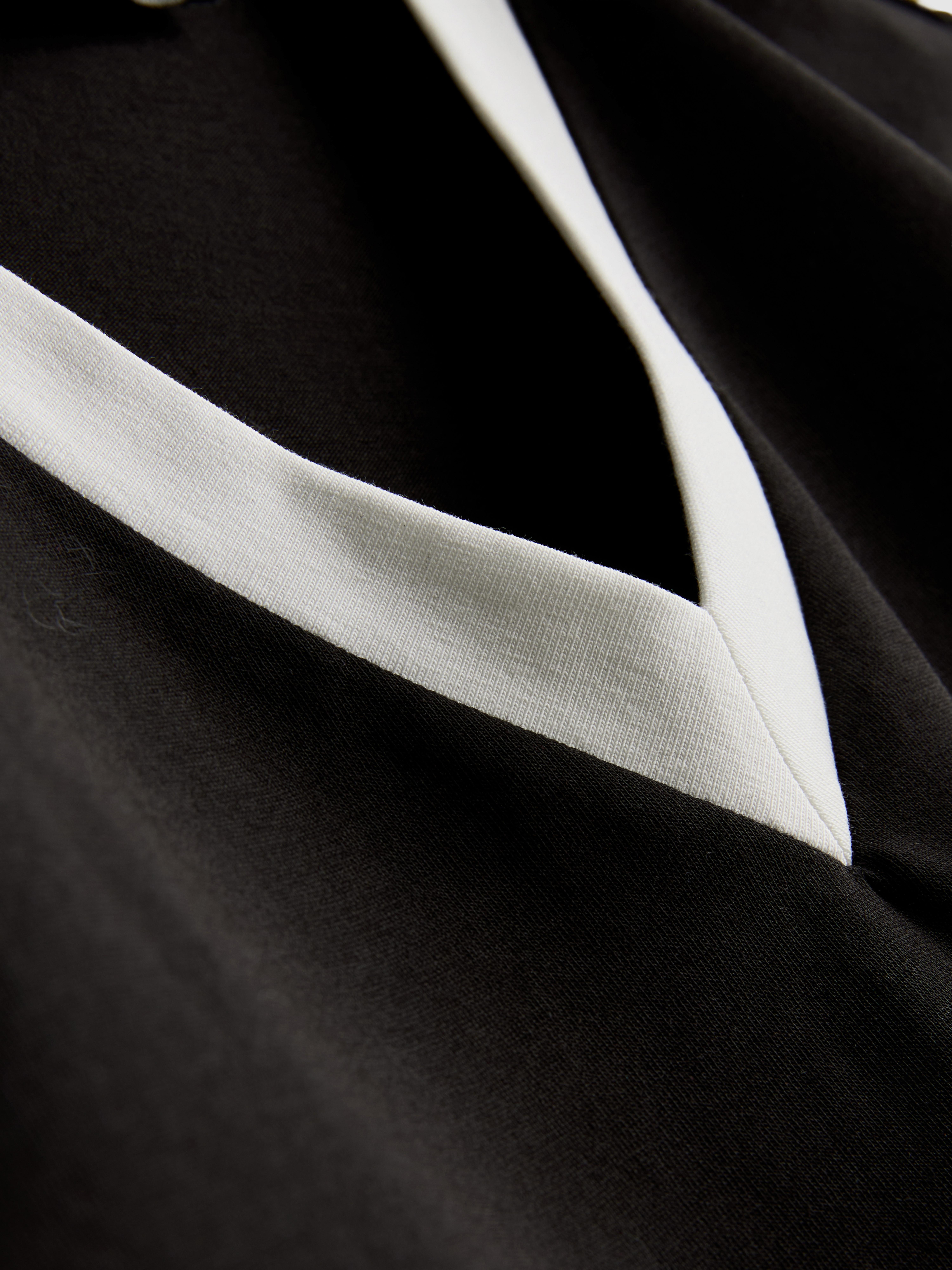 Cotton Rich Contrast V Neck Tee - Black