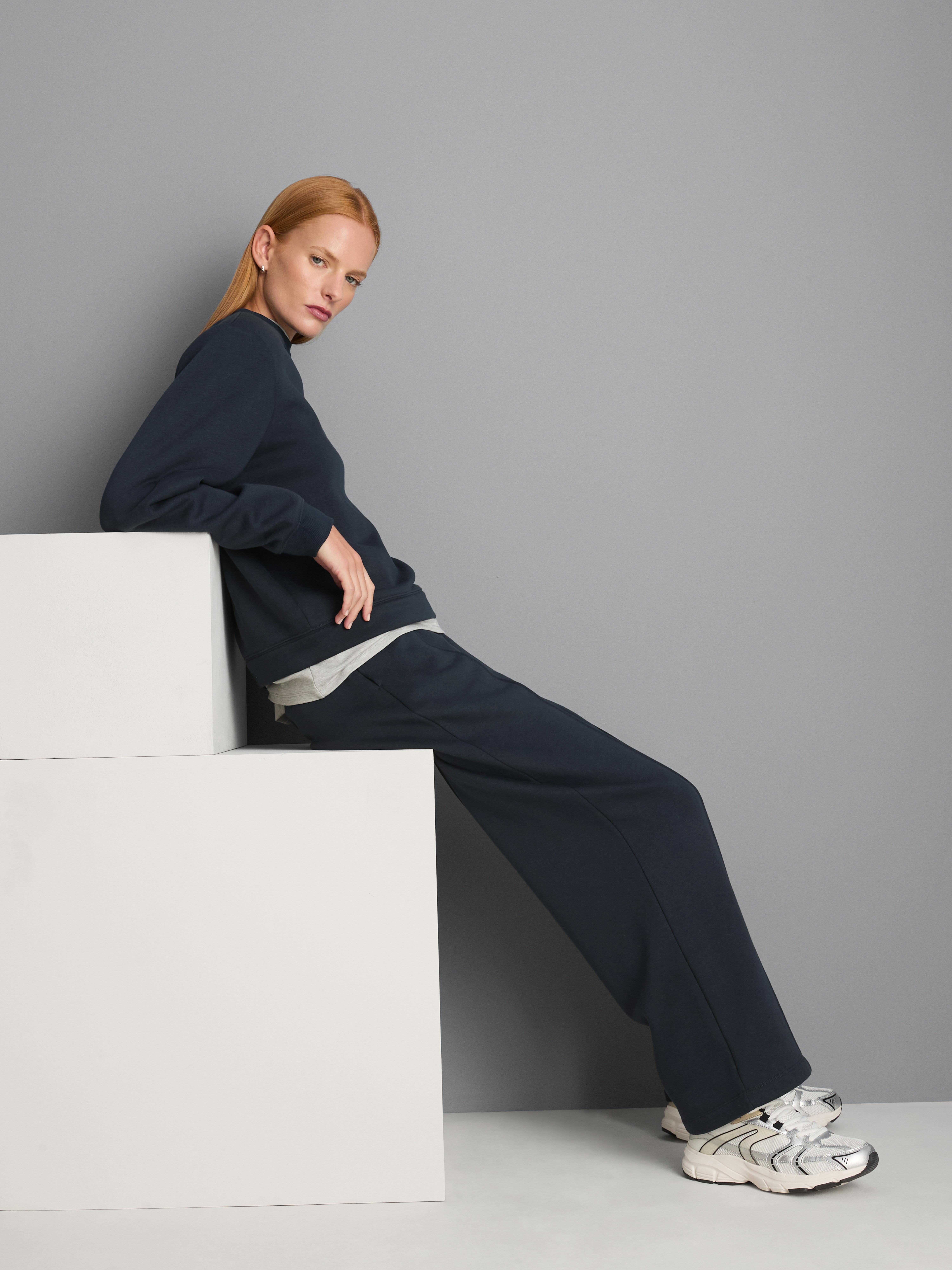 Cotton Rich Straight Leg Sweatpants - Navy