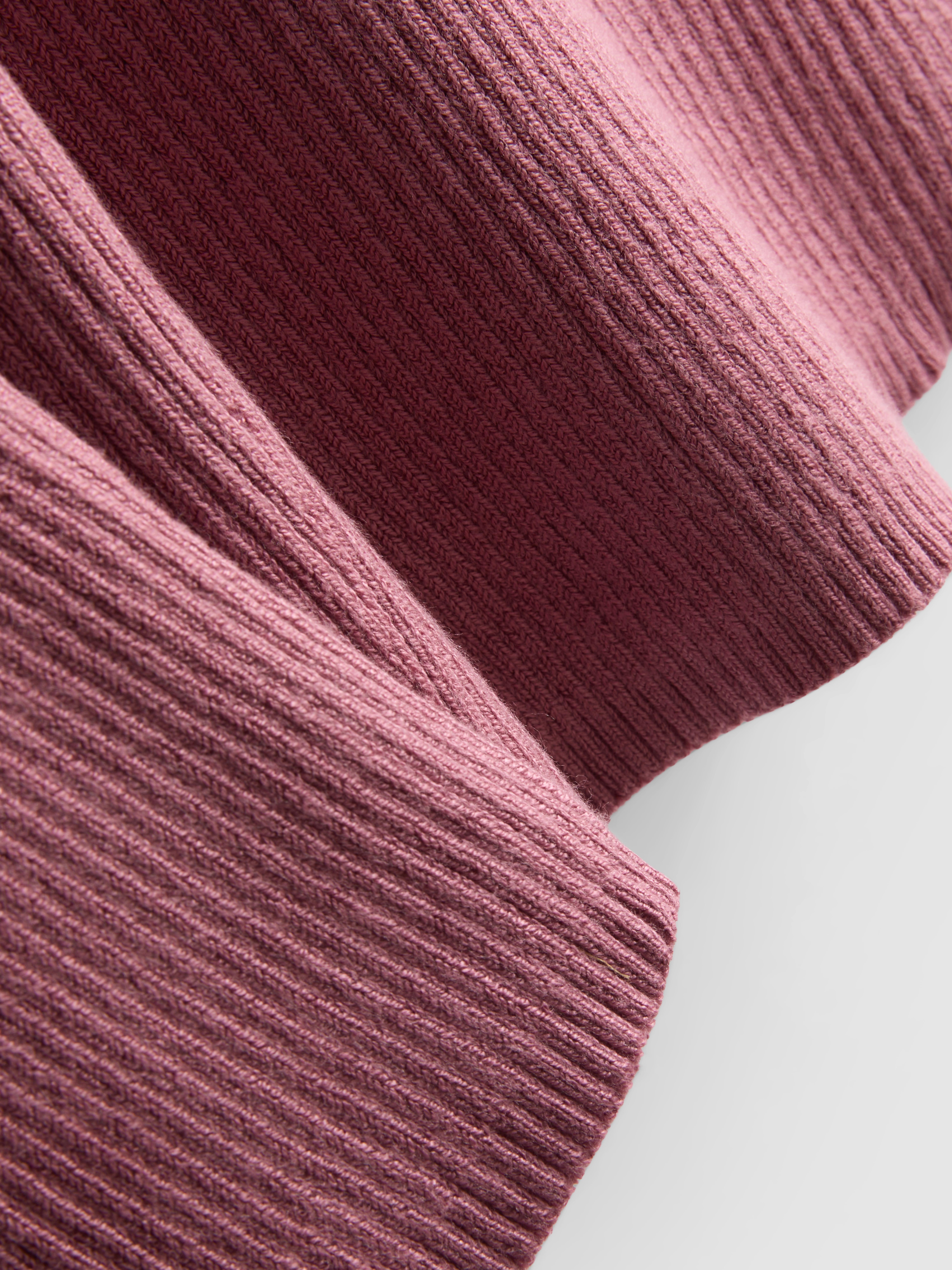 Ribbed V-Neck Sweater - Dark Pink