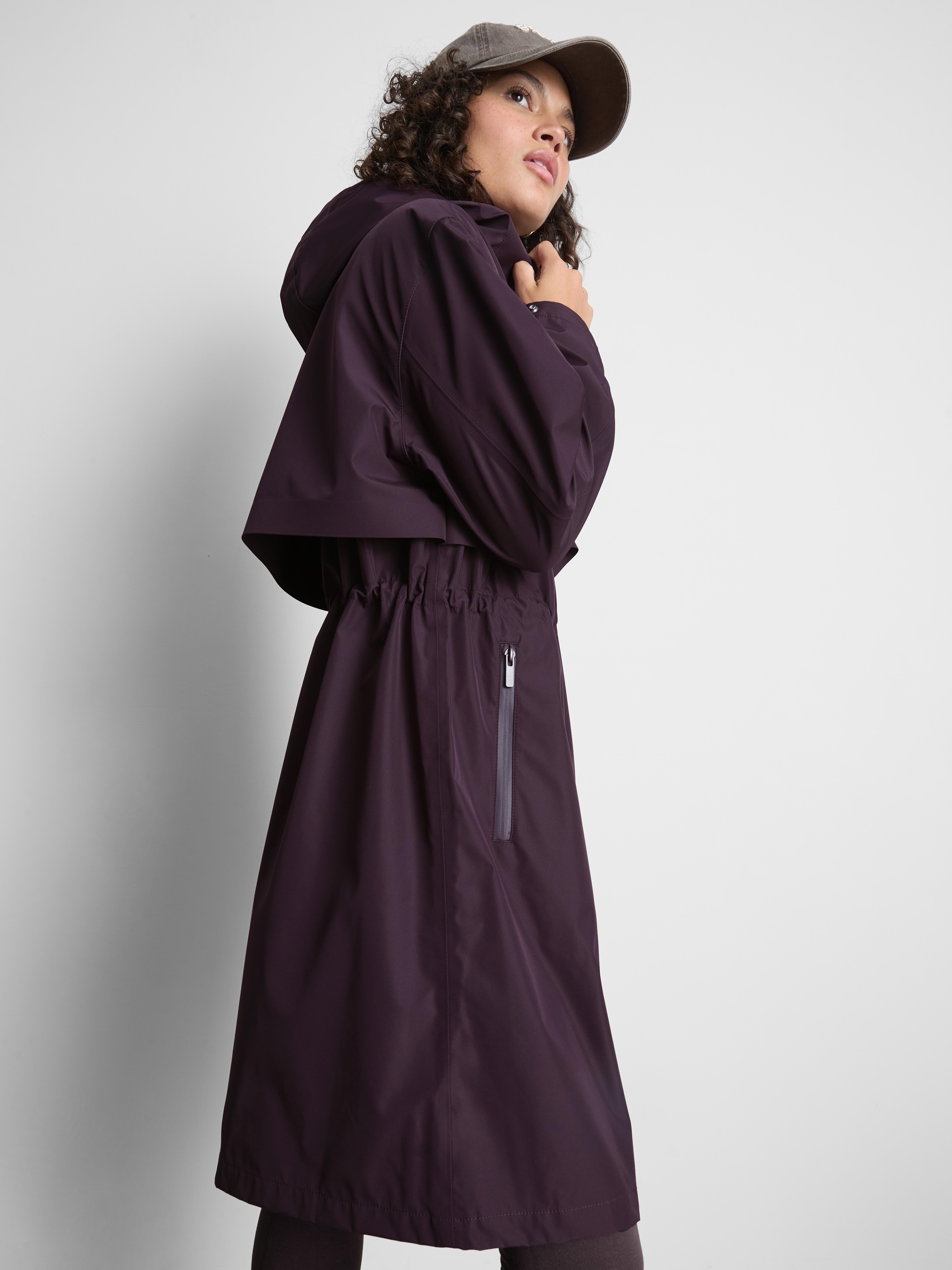 Cinch Detail Longline Raincoat - Fig