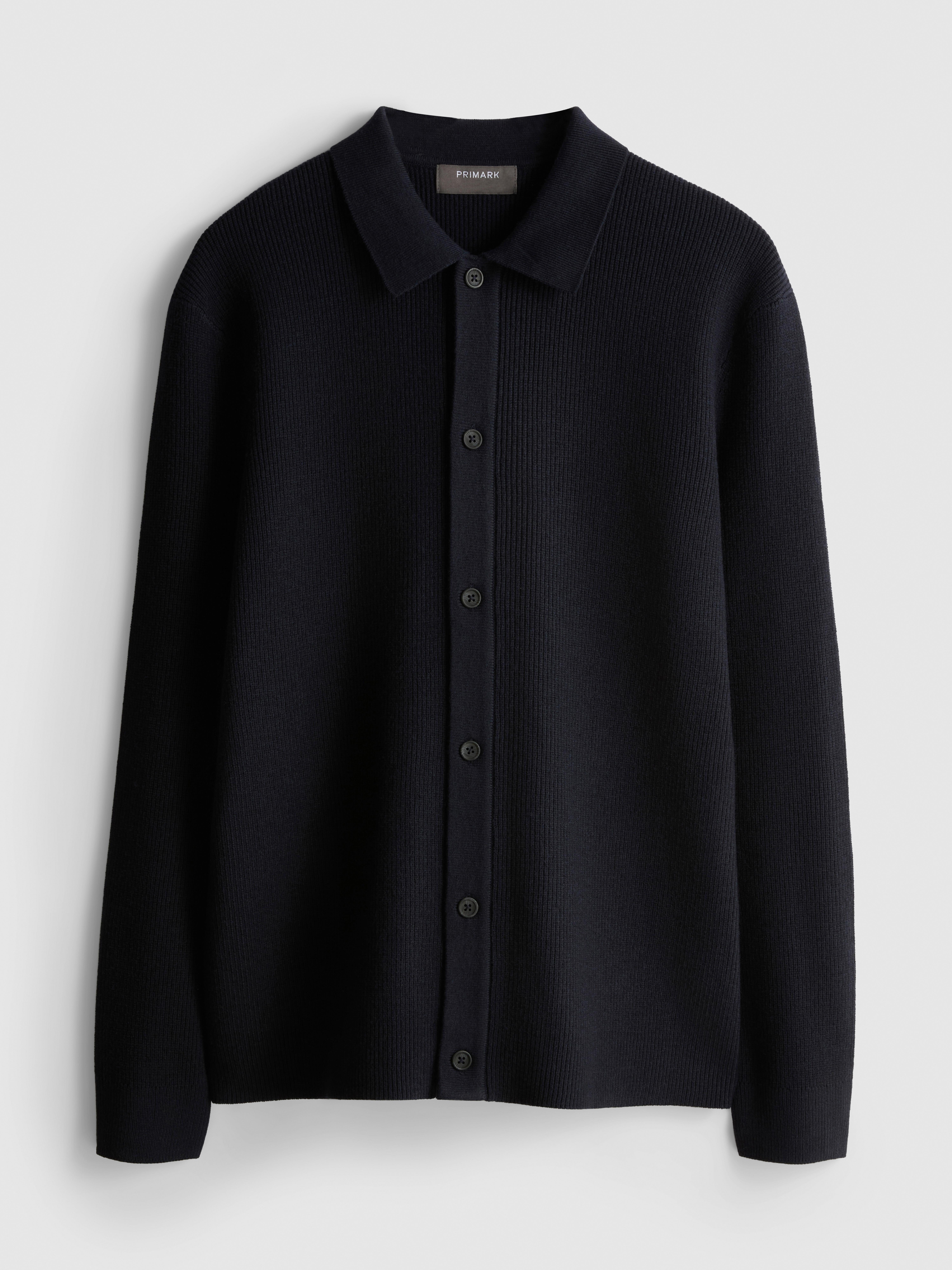Wool Blend Knitted Cardigan - Navy