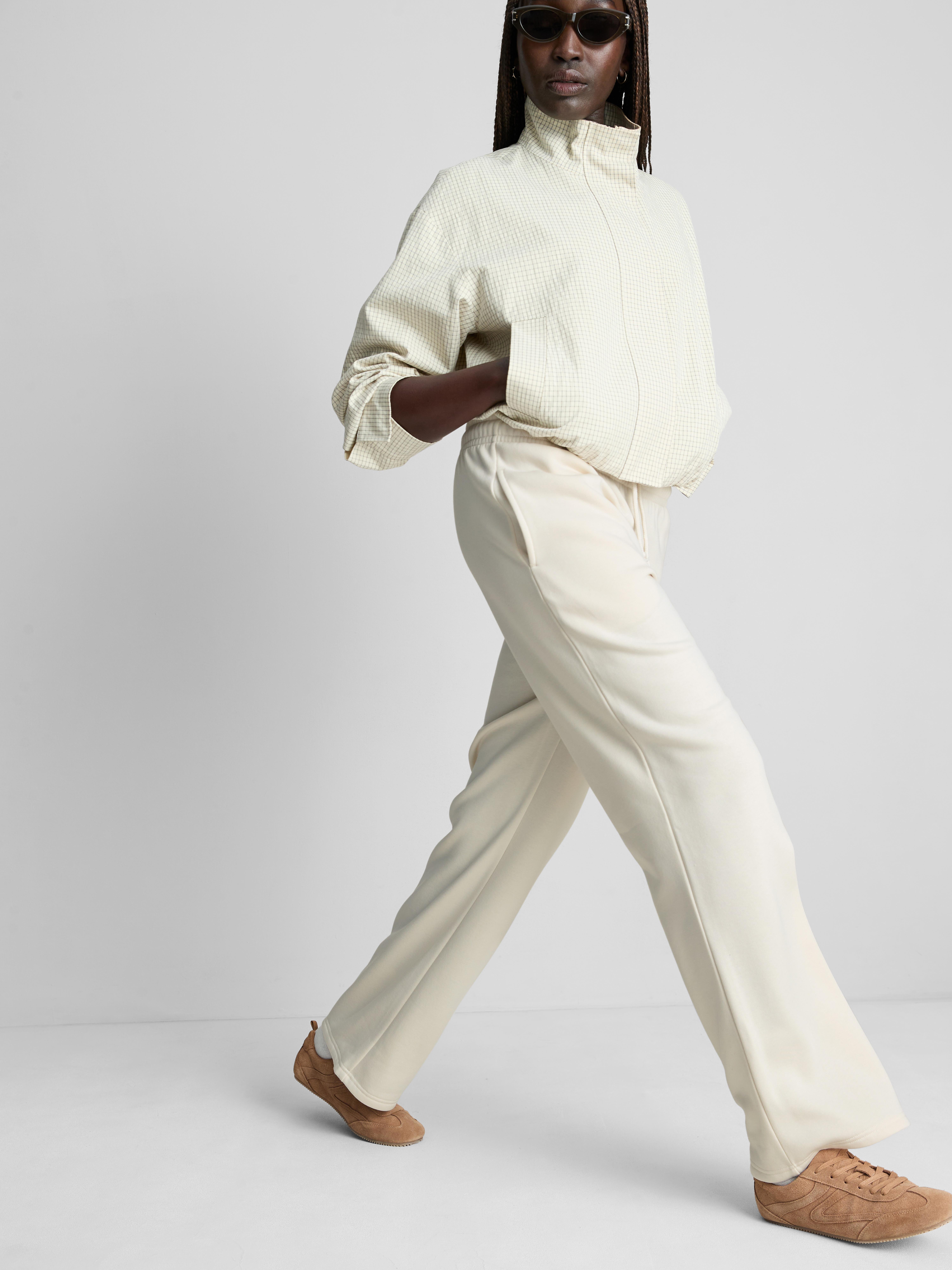 Cotton-Blend Straight-Leg Joggers - Ivory
