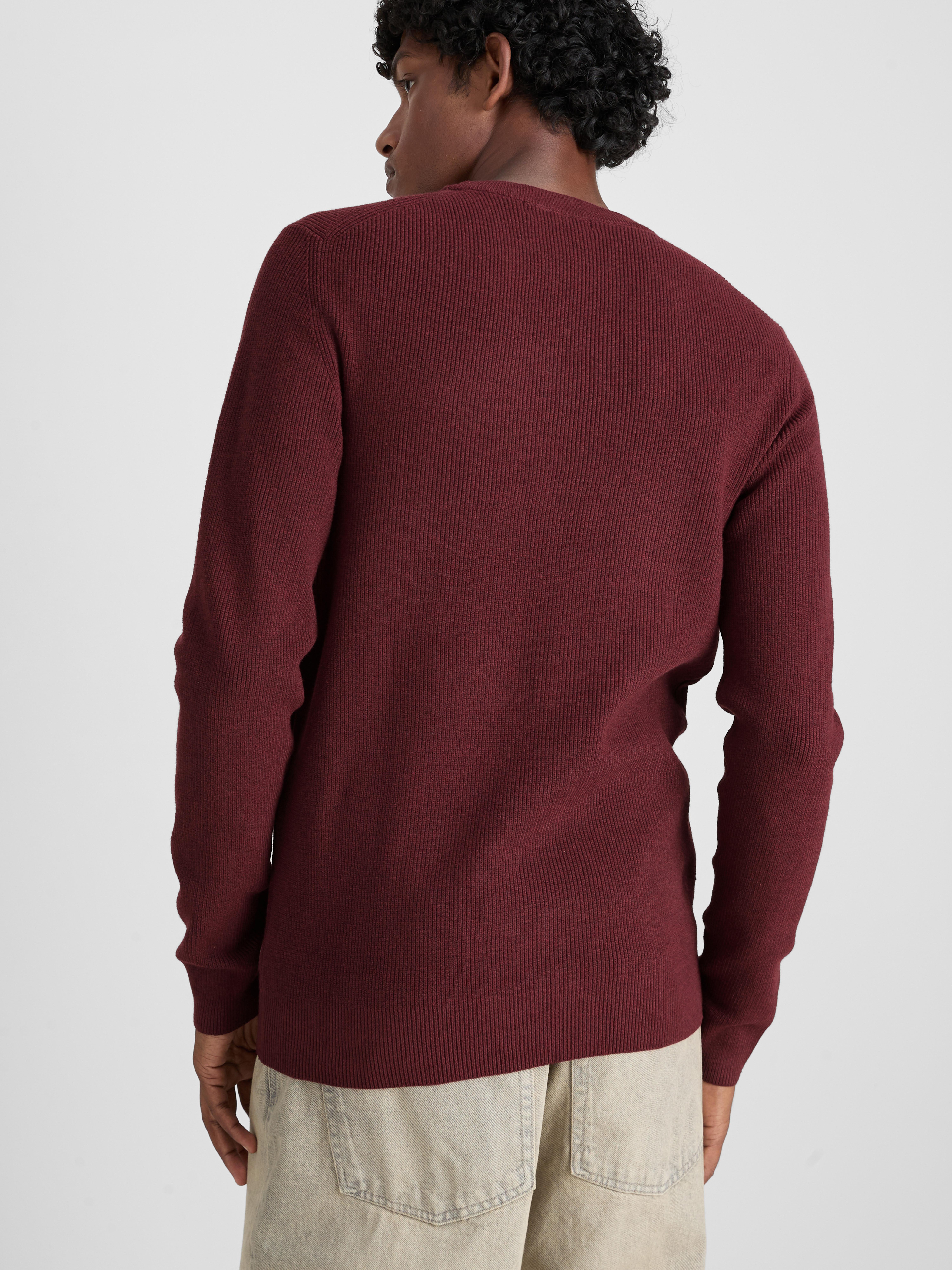 Ribbed Crewneck Sweater - Red