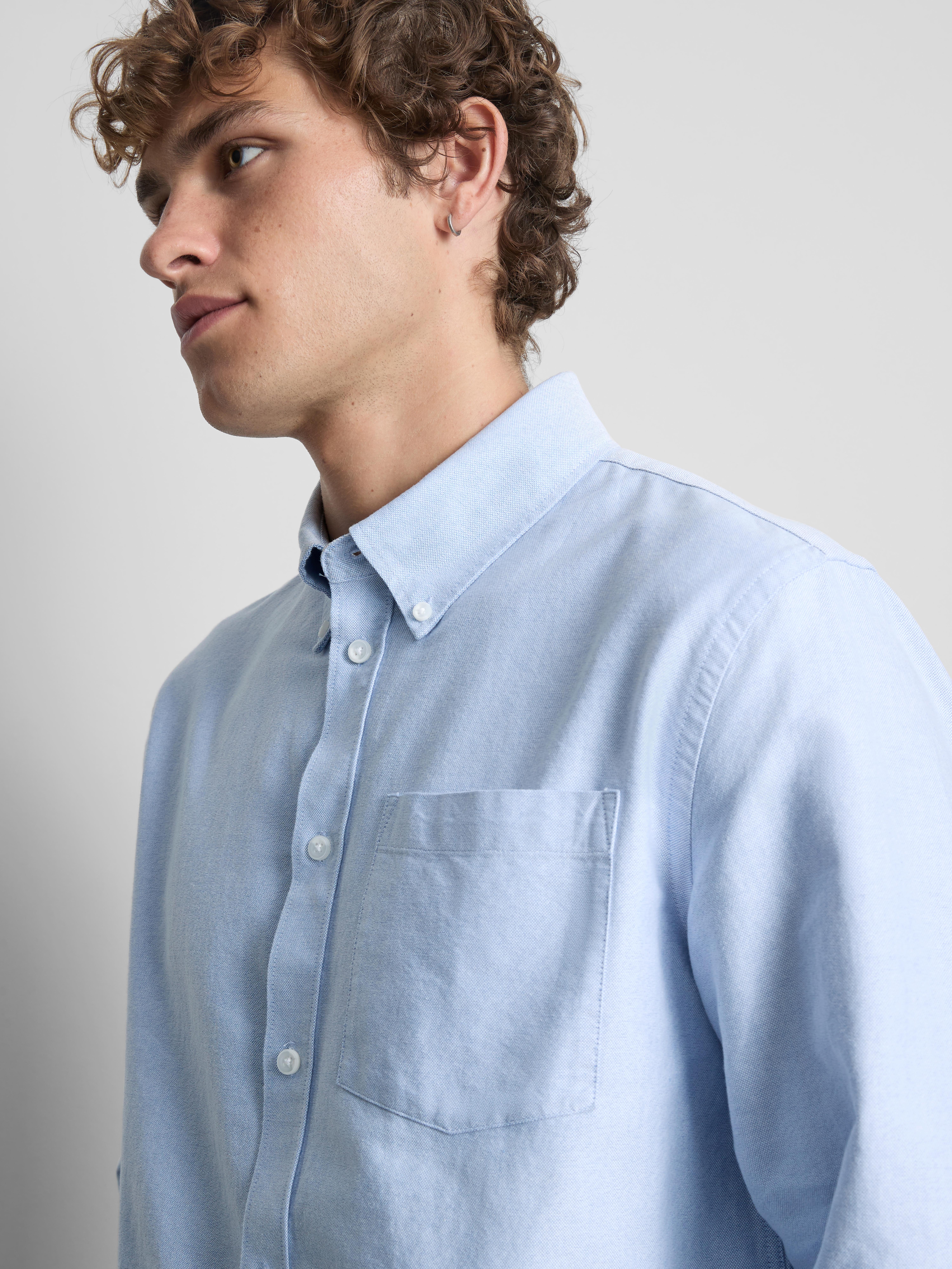 Pure Cotton Regular Fit Oxford Shirt - Light Blue