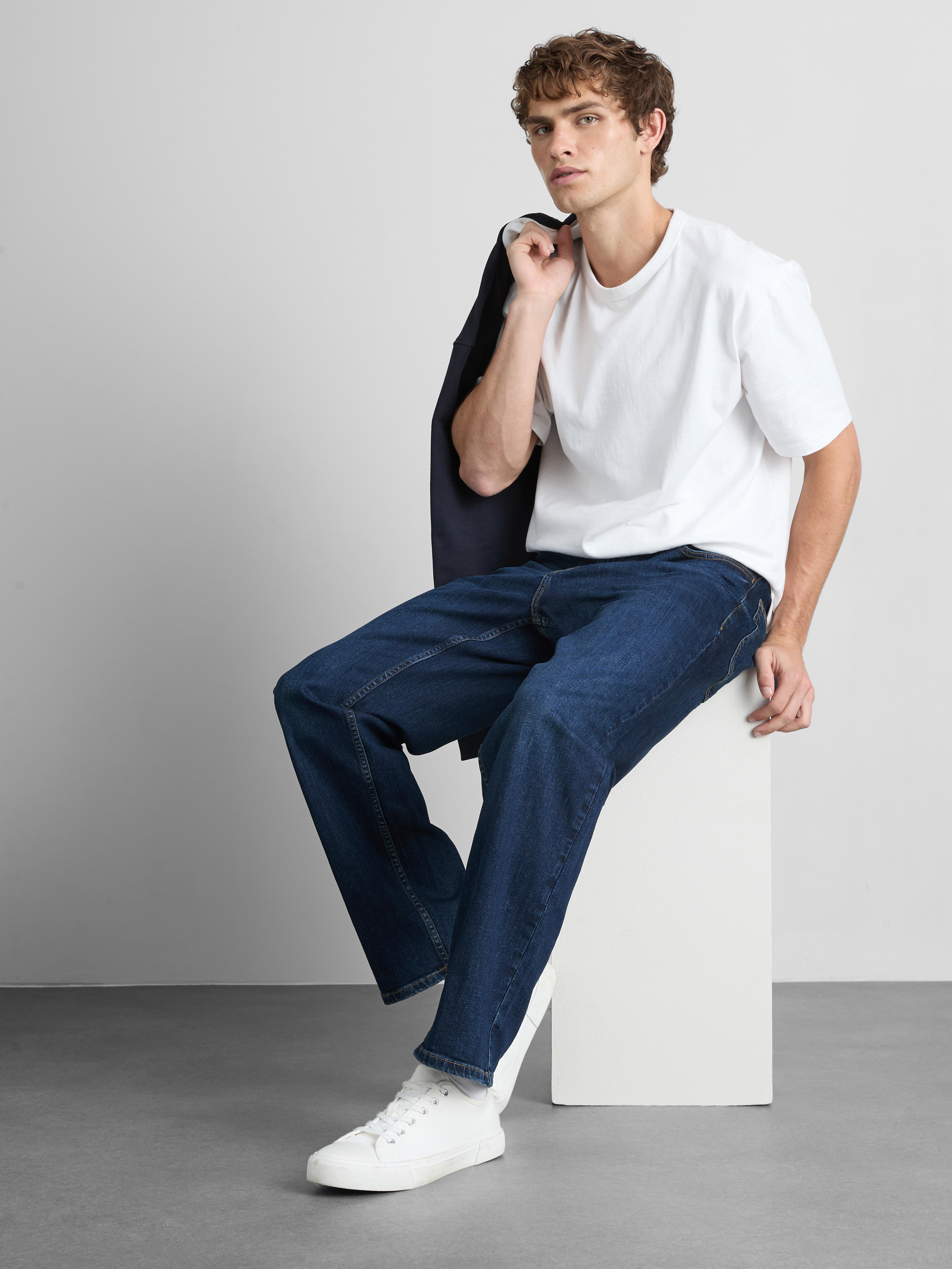Stretch Straight Leg Jeans - Dark Blue