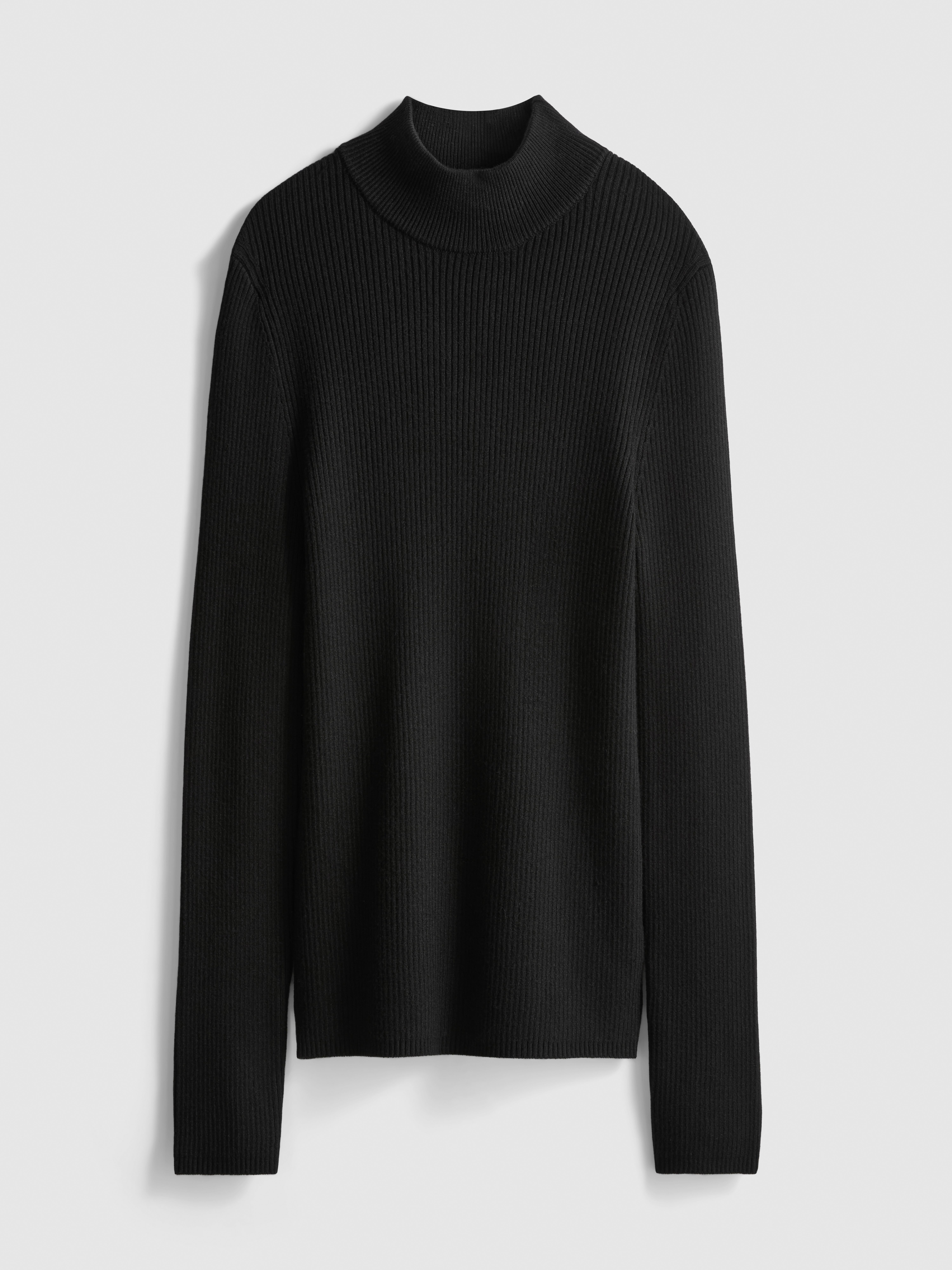 Ribbed Turtleneck Sweater - Black