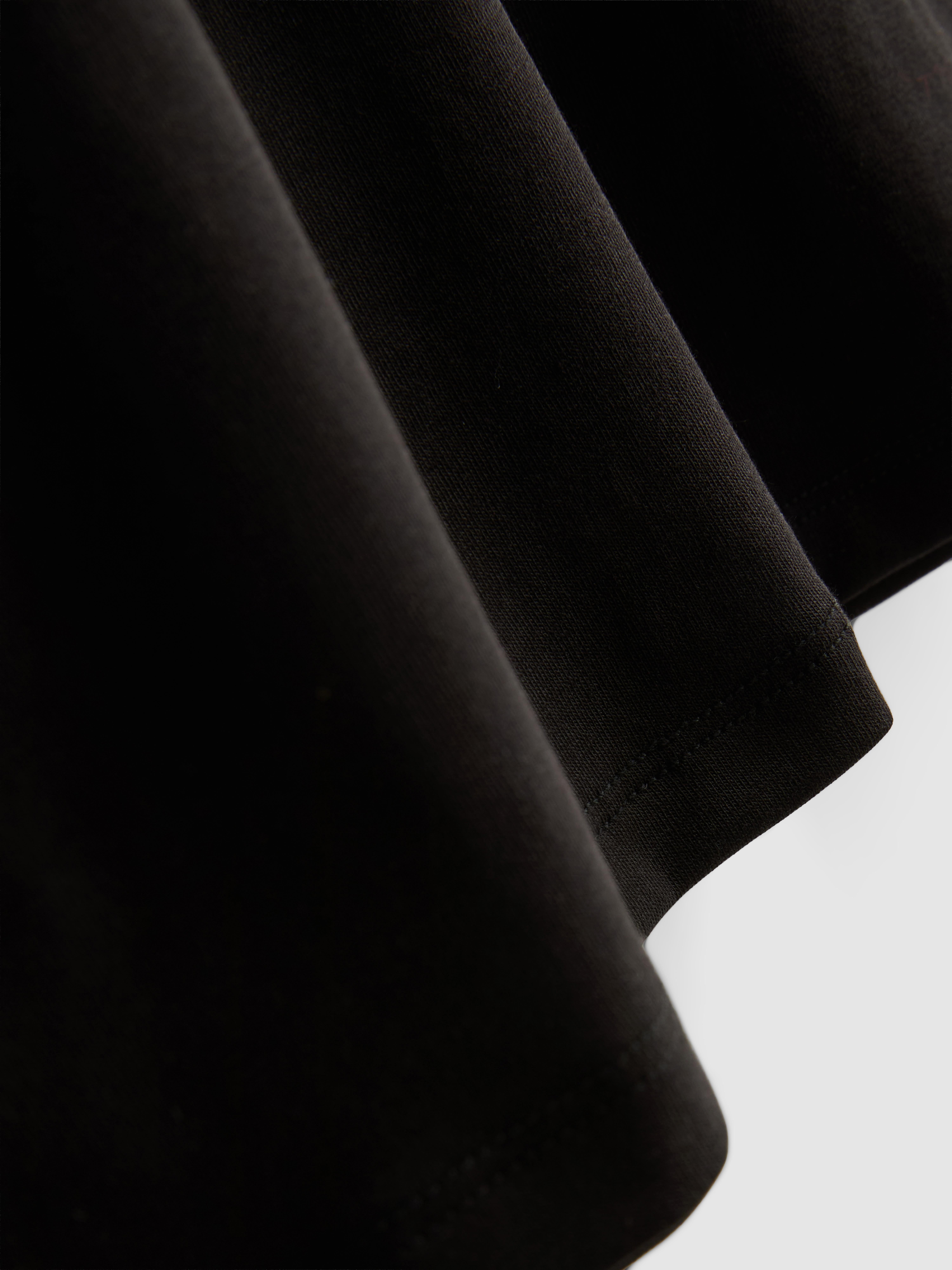 Cotton Rich Contrast V Neck Tee - Black