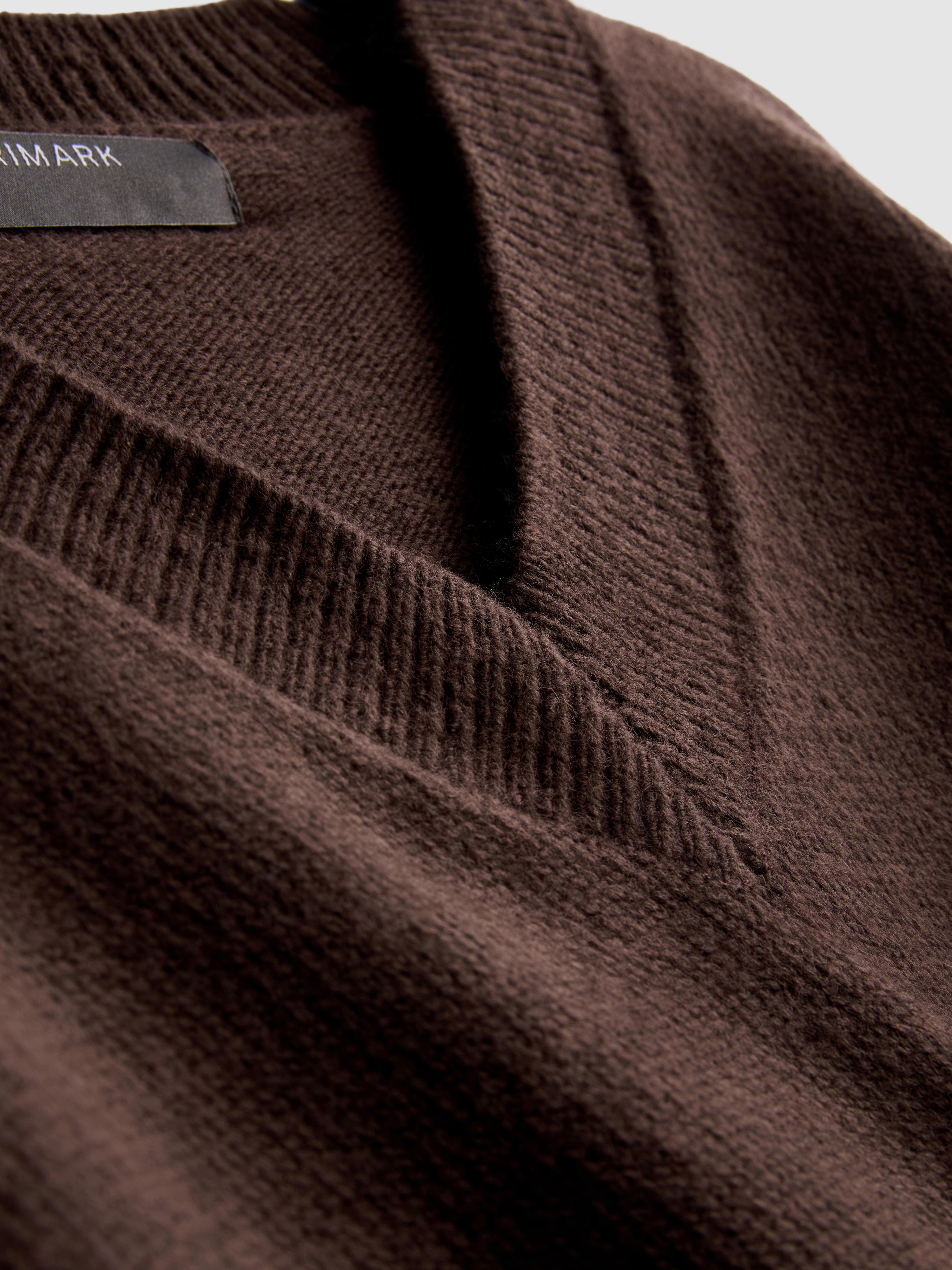 Knitted V-Neck Sweater - Chocolate
