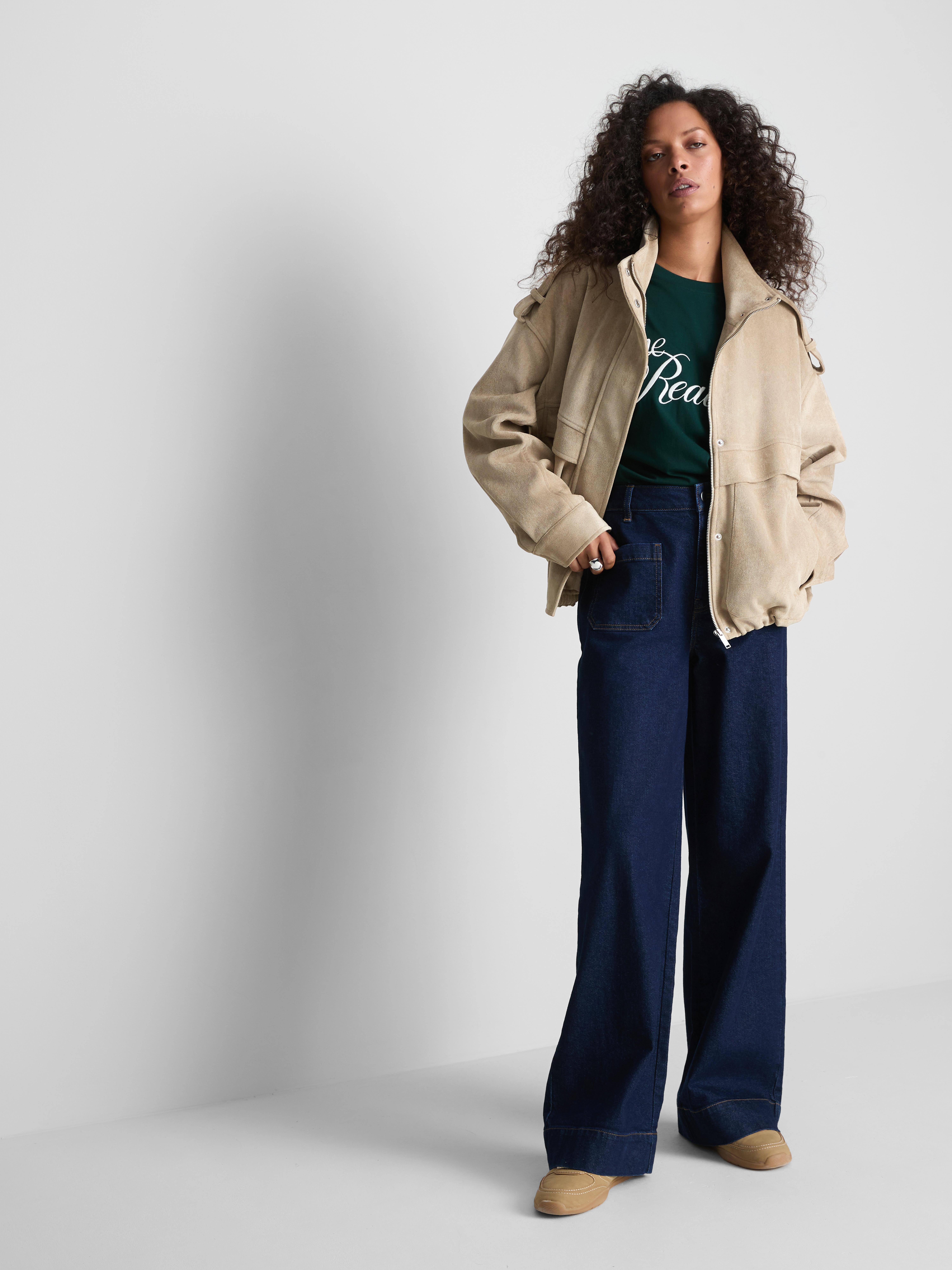 Paula Echevarría Faux Suede Utility Jacket - Taupe