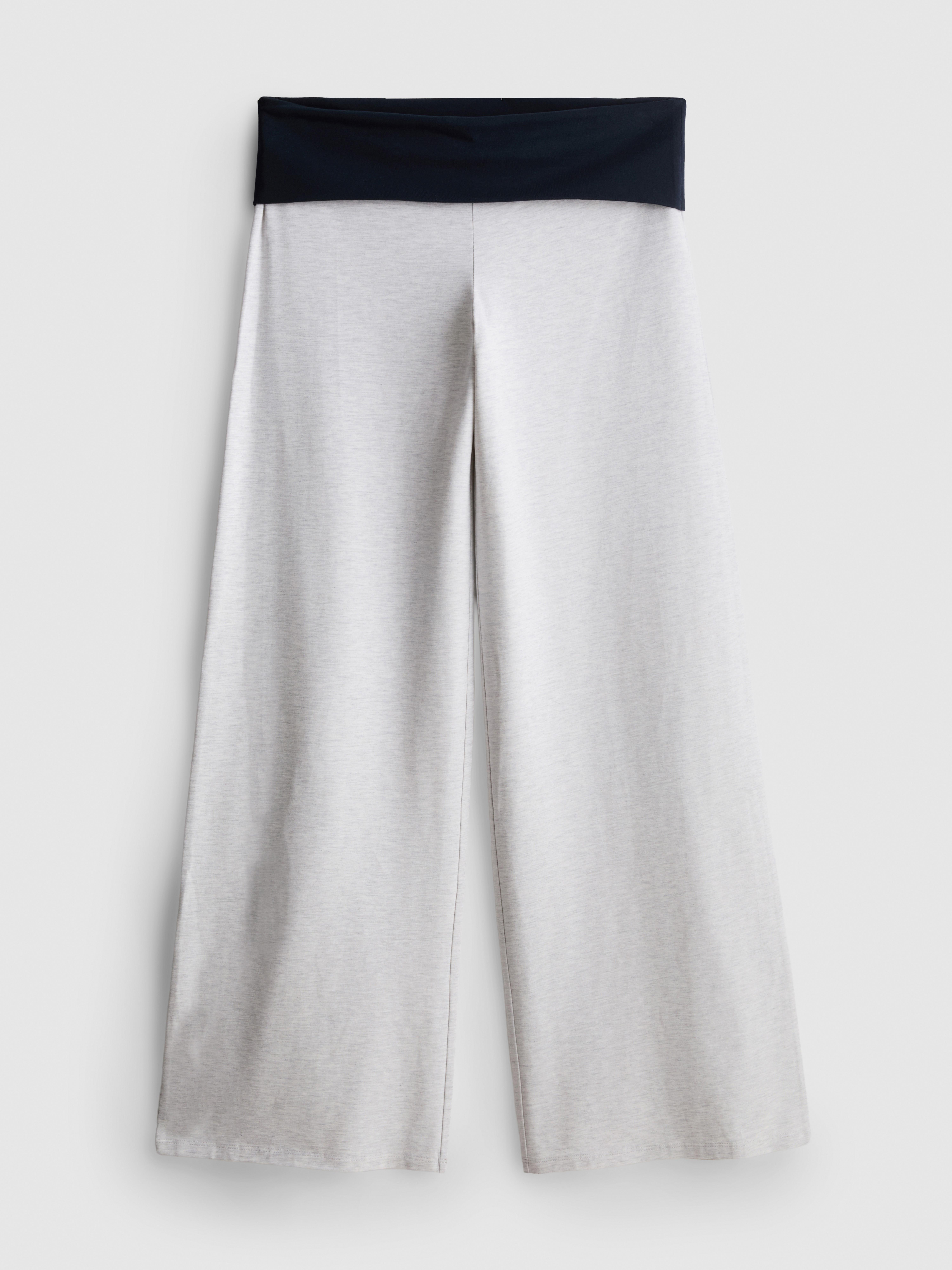 The Primark Scene | Wide-Leg Folding-Waistband Pants - Gray Heather