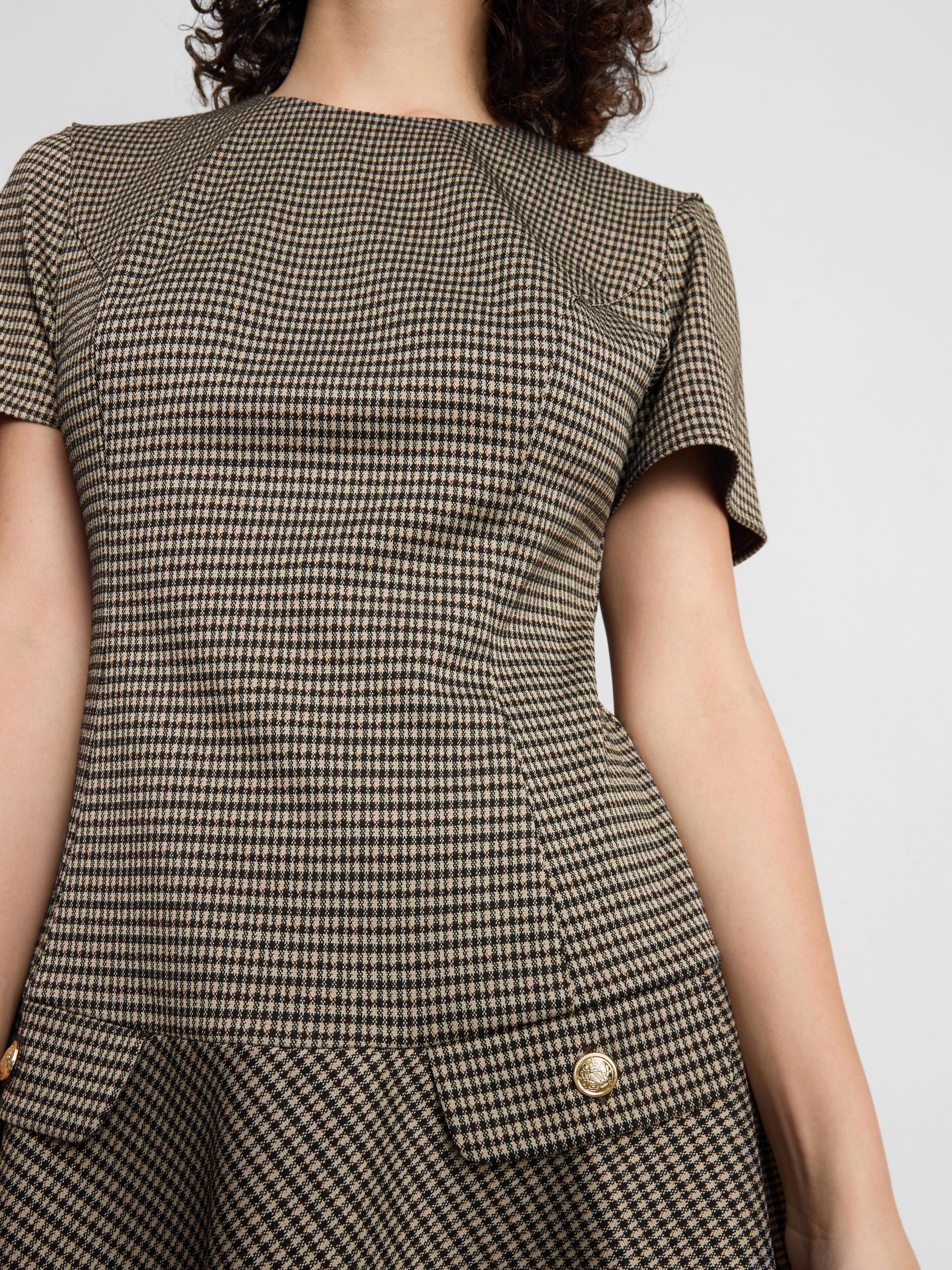 Dropped-Hem Ponte Mini Dress - Multi