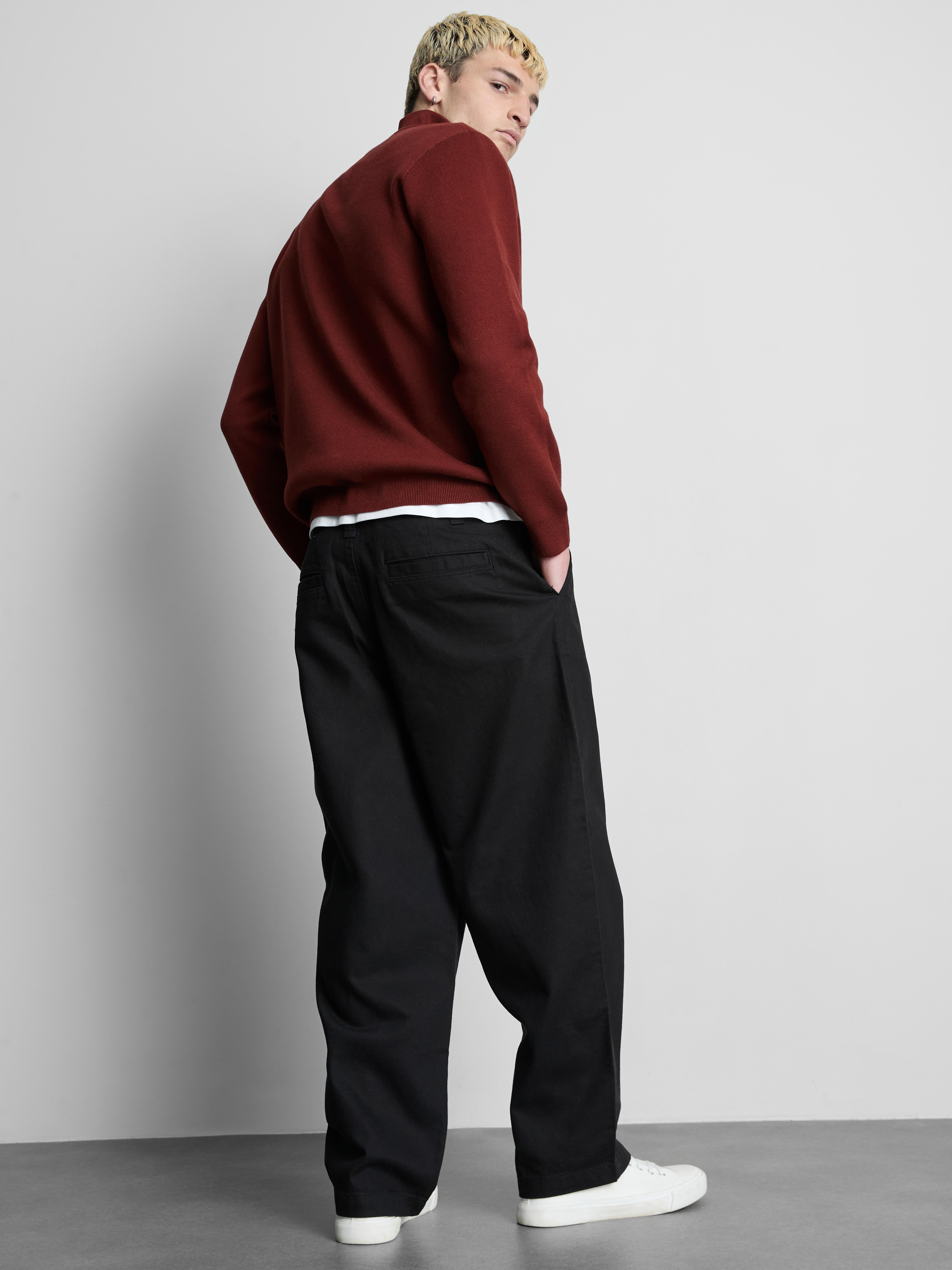 Zip Neck Knitted Sweater - Red