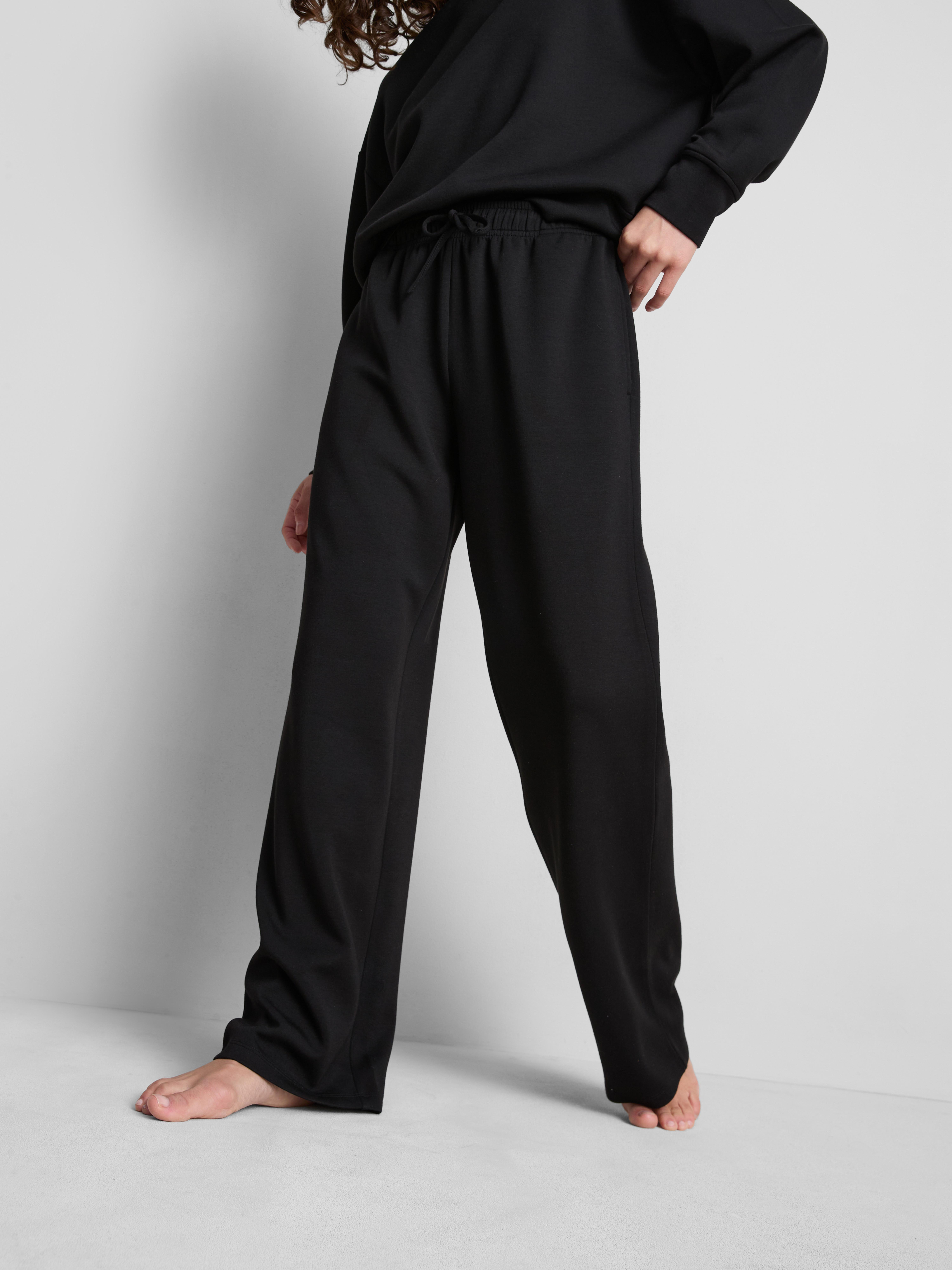 Modal Blend Wide Leg Joggers - Black