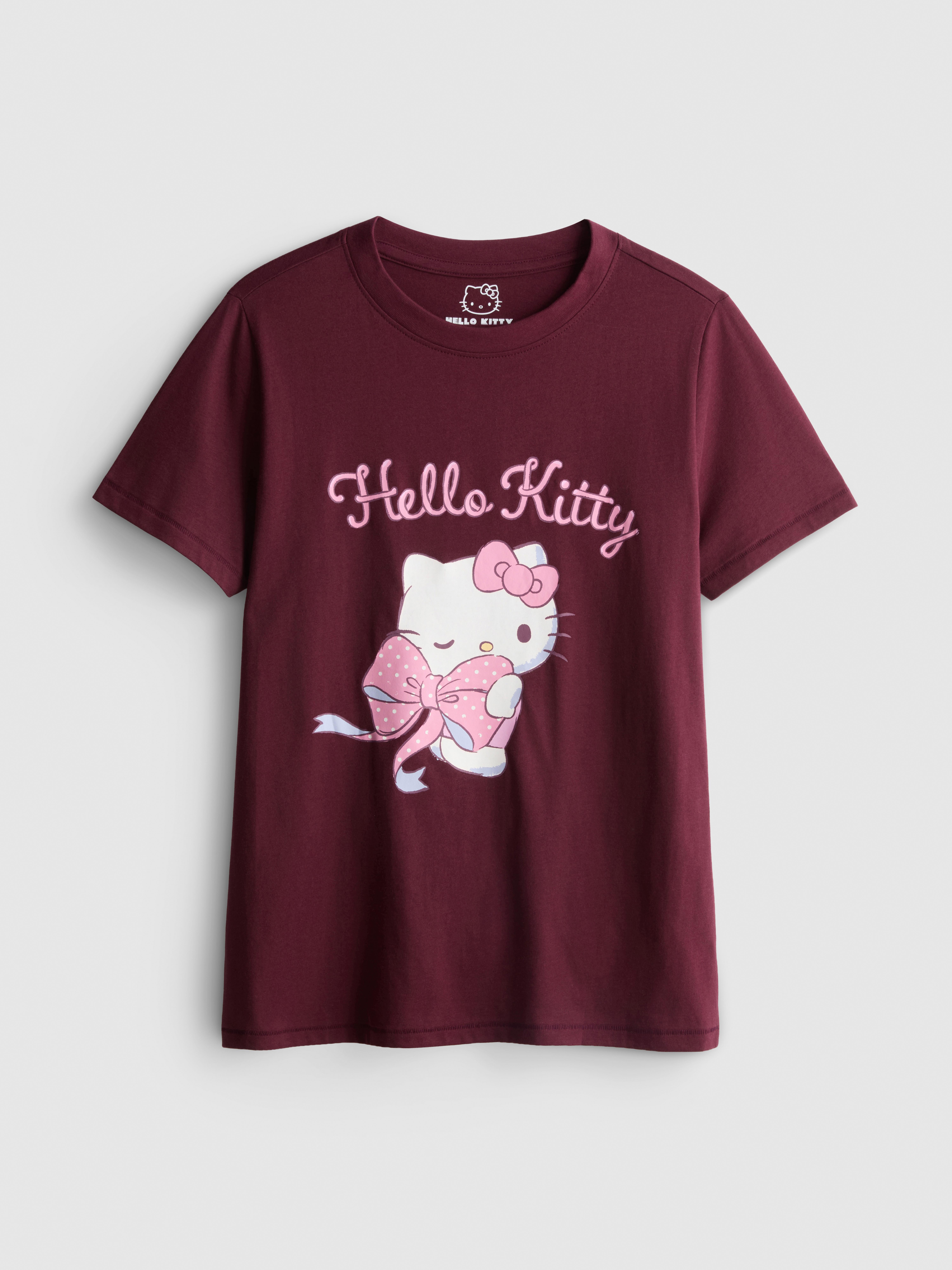 Hello Kitty Pure Cotton Graphic Tee - Burgundy