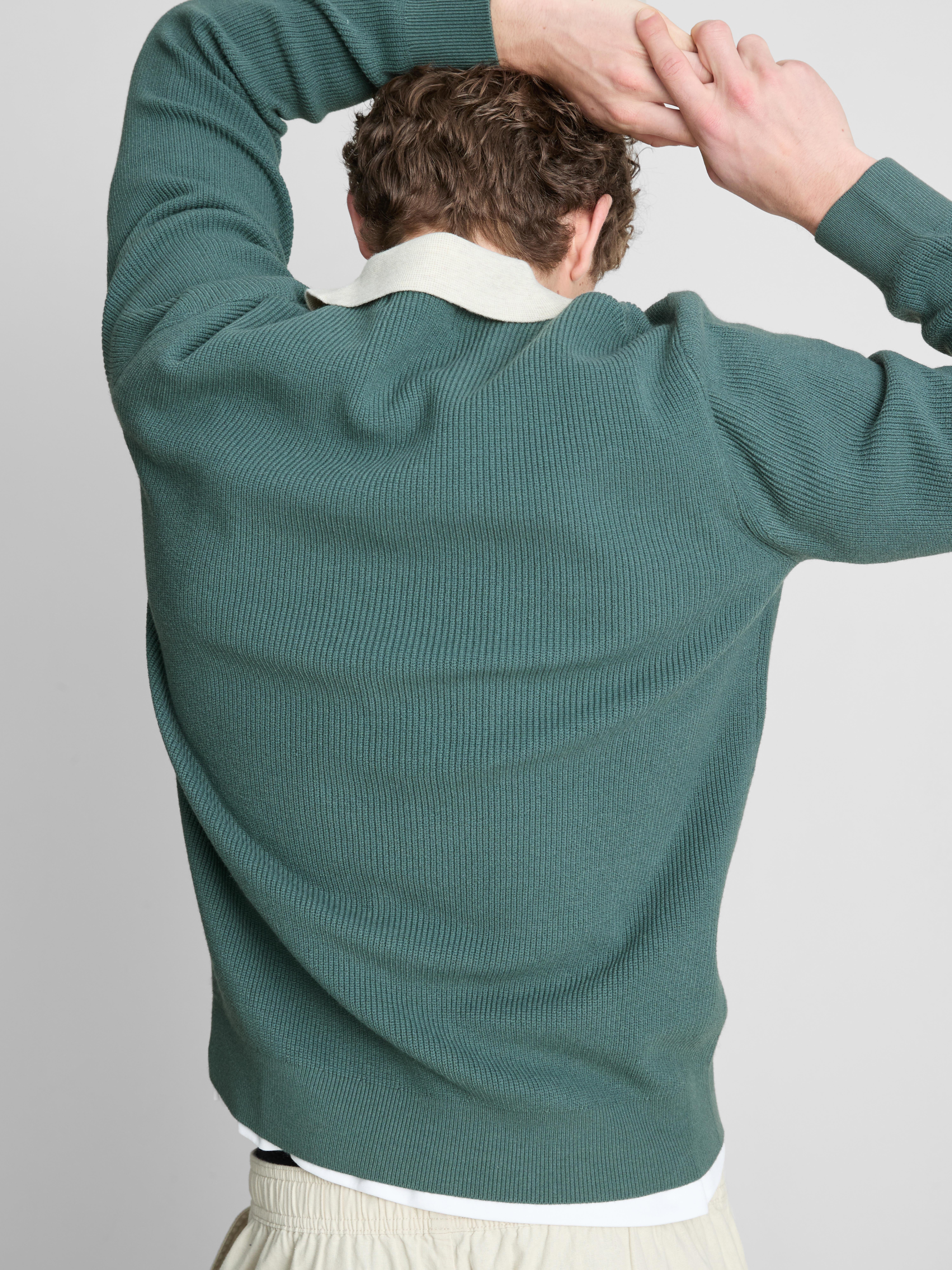 Knit Polo Sweater - Light Green
