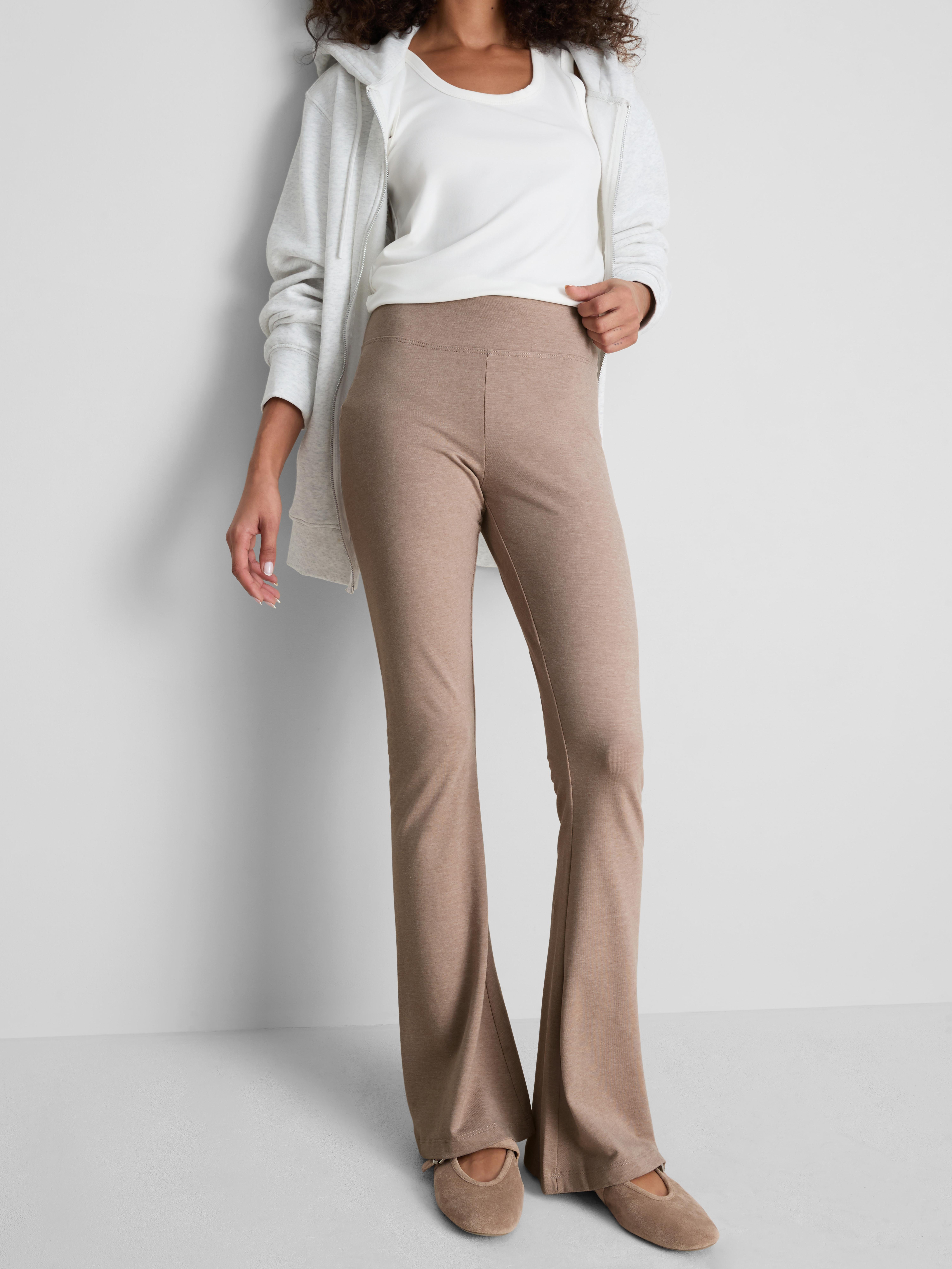 Cotton Rich Flared Leggings - Oatmeal