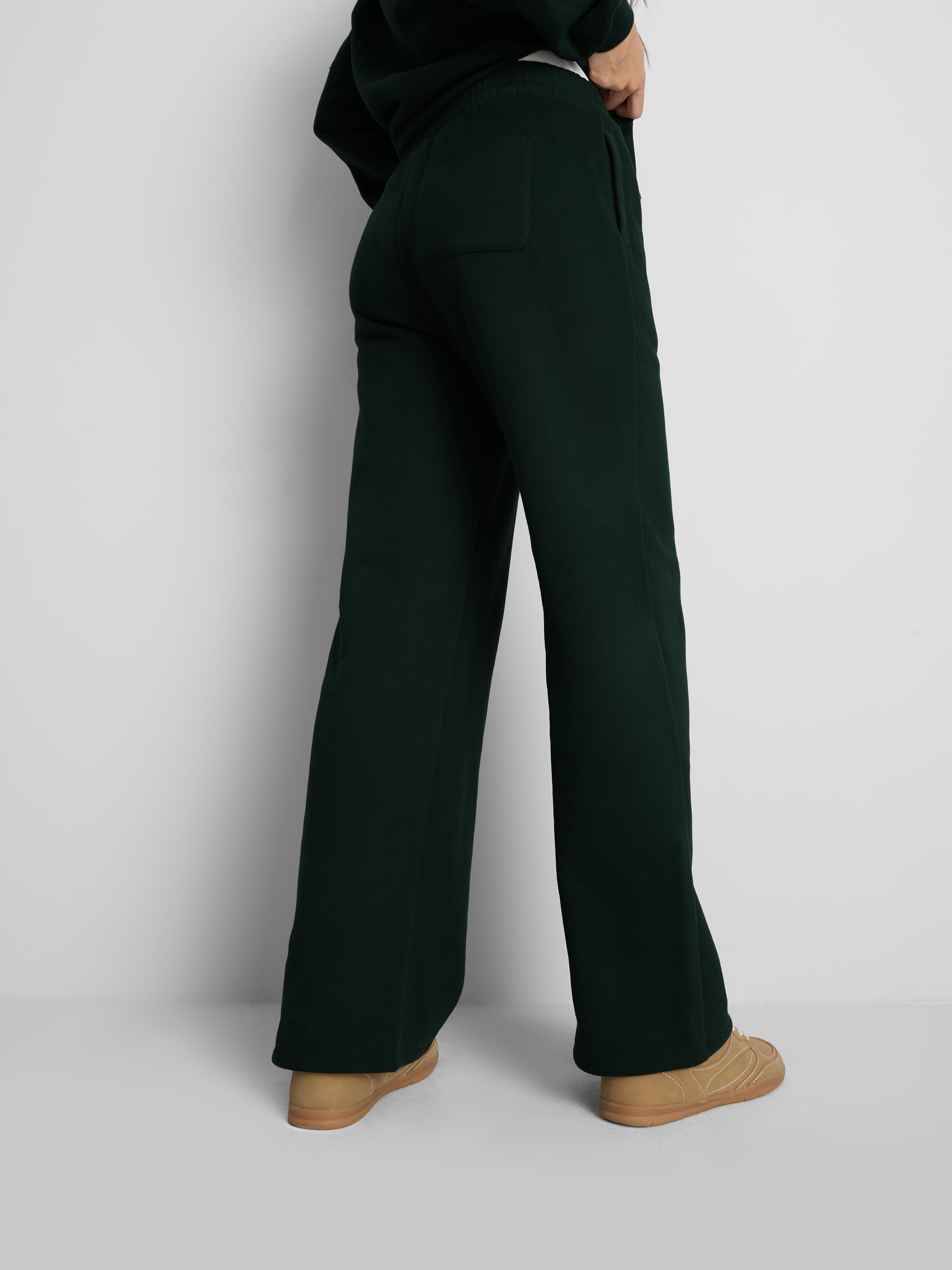 Paula Echevarría Cotton Rich Wide Leg Joggers - Dark Green