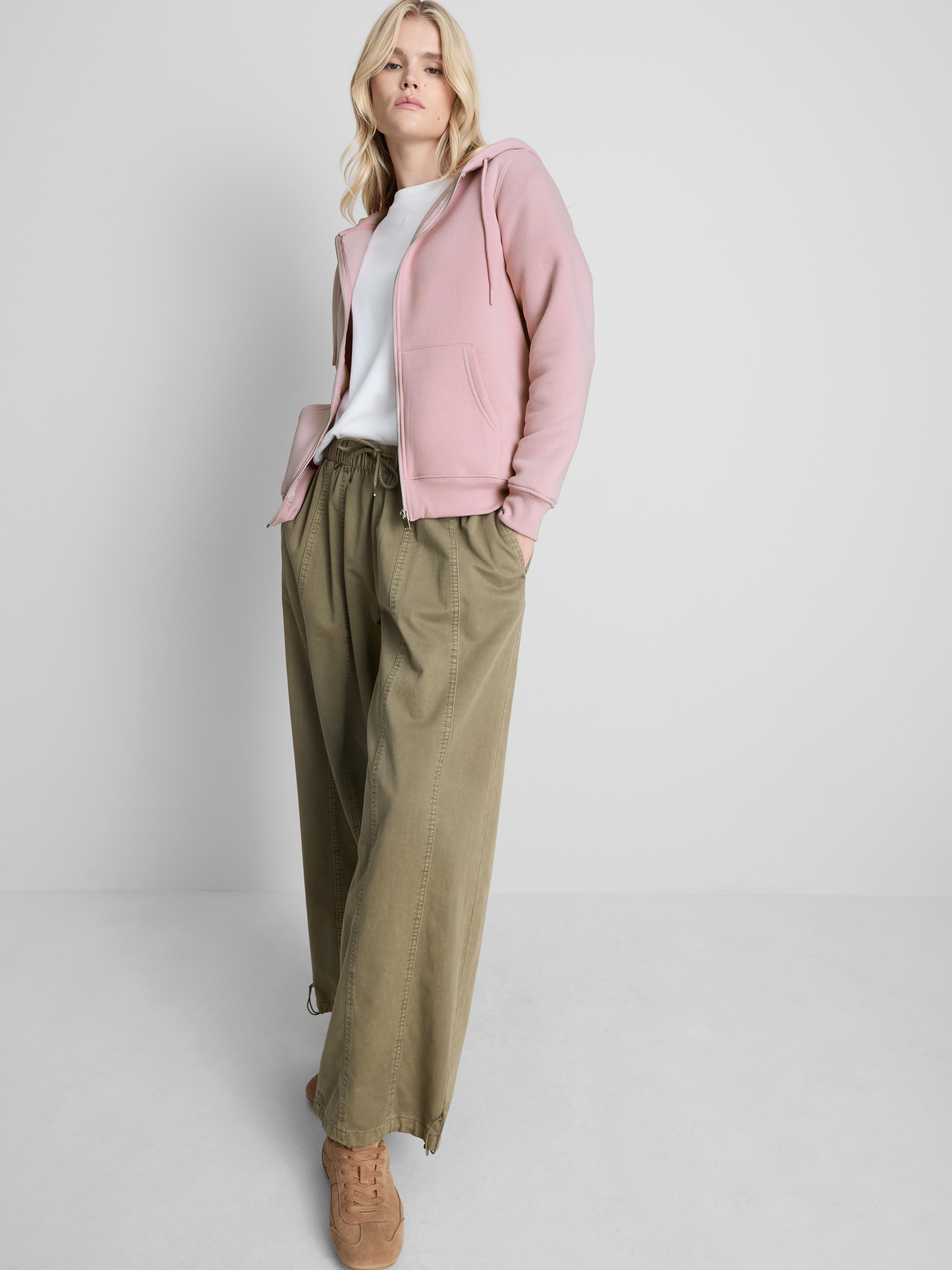 Essential Cotton Blend Zip Through Hoodie - Light Pink
