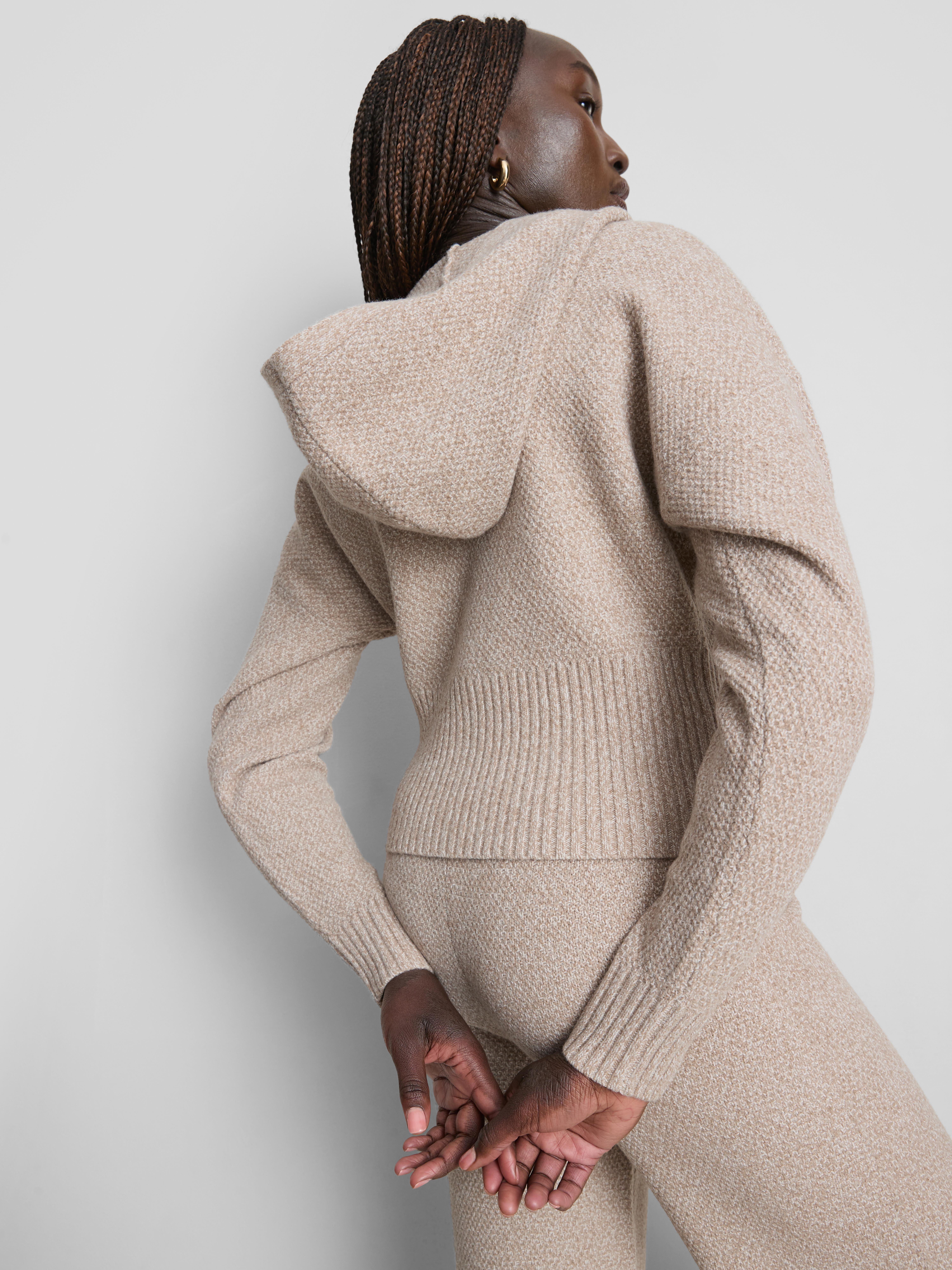 Knit Hooded Cardigan - Beige