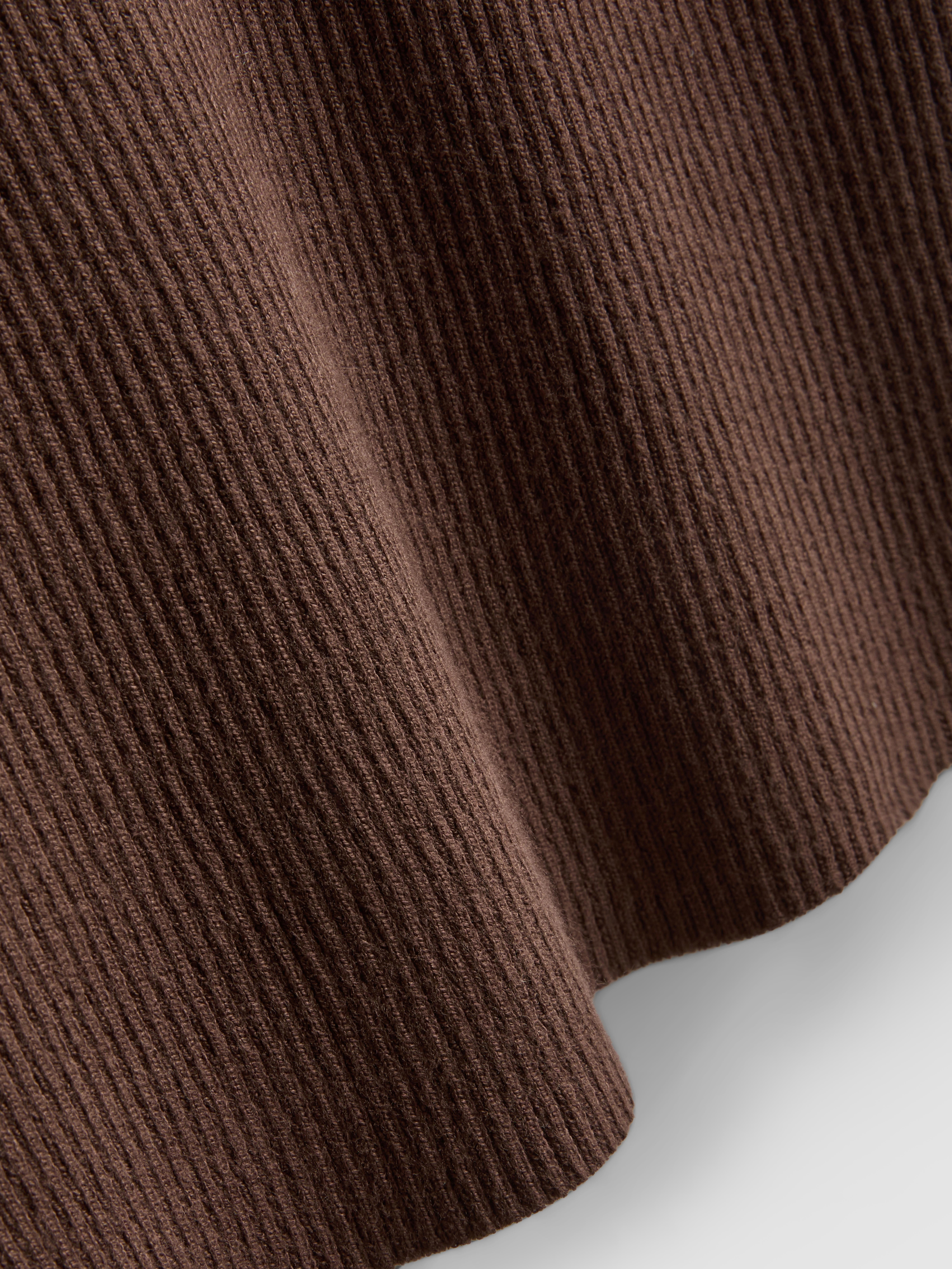 Ribbed Crew Neck Sweater - Chocolate