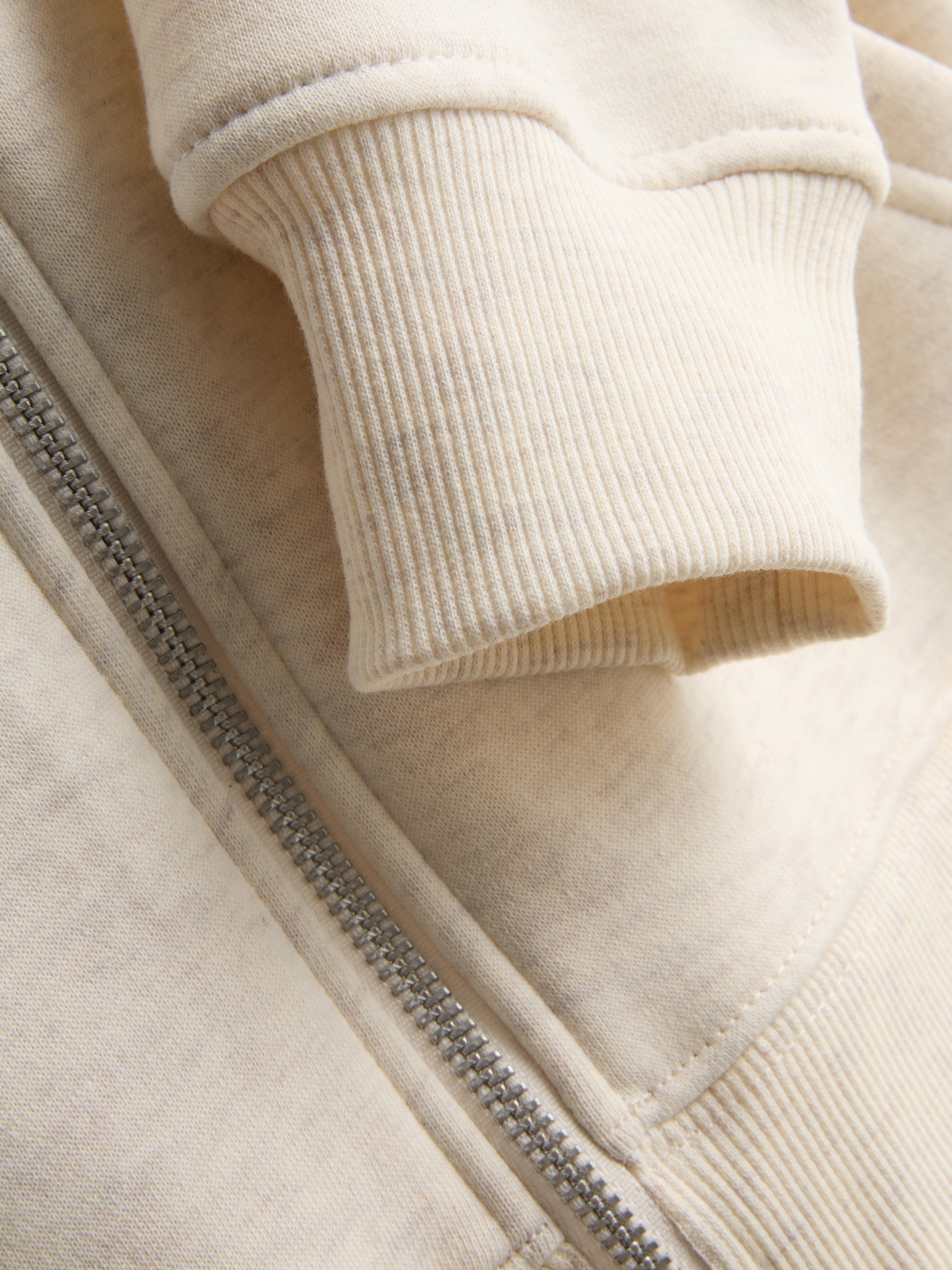 Essential Cotton Blend Zip Through Hoodie - Oatmeal