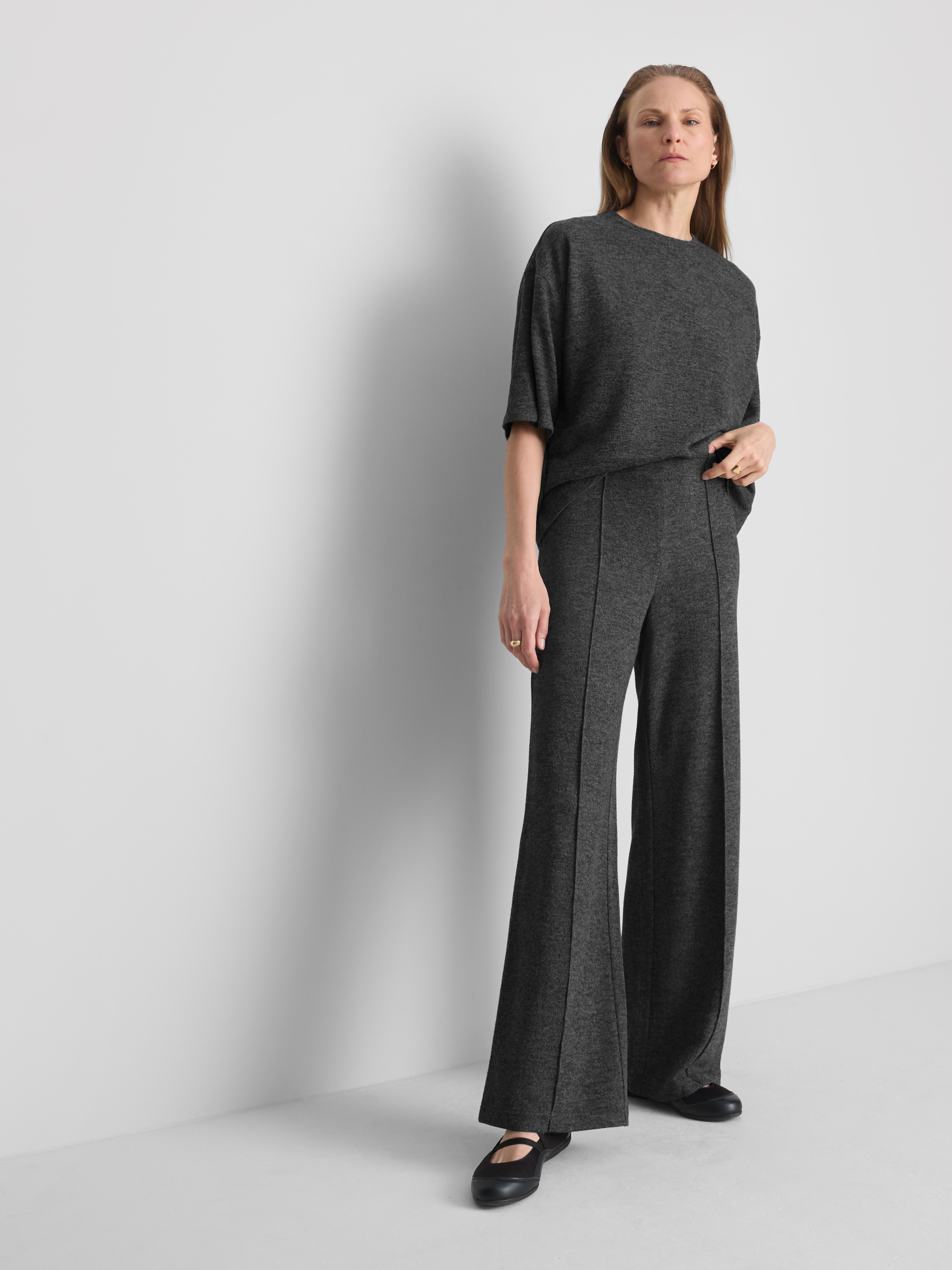 Cozy Wide Leg Sweatpants - Charcoal Heather