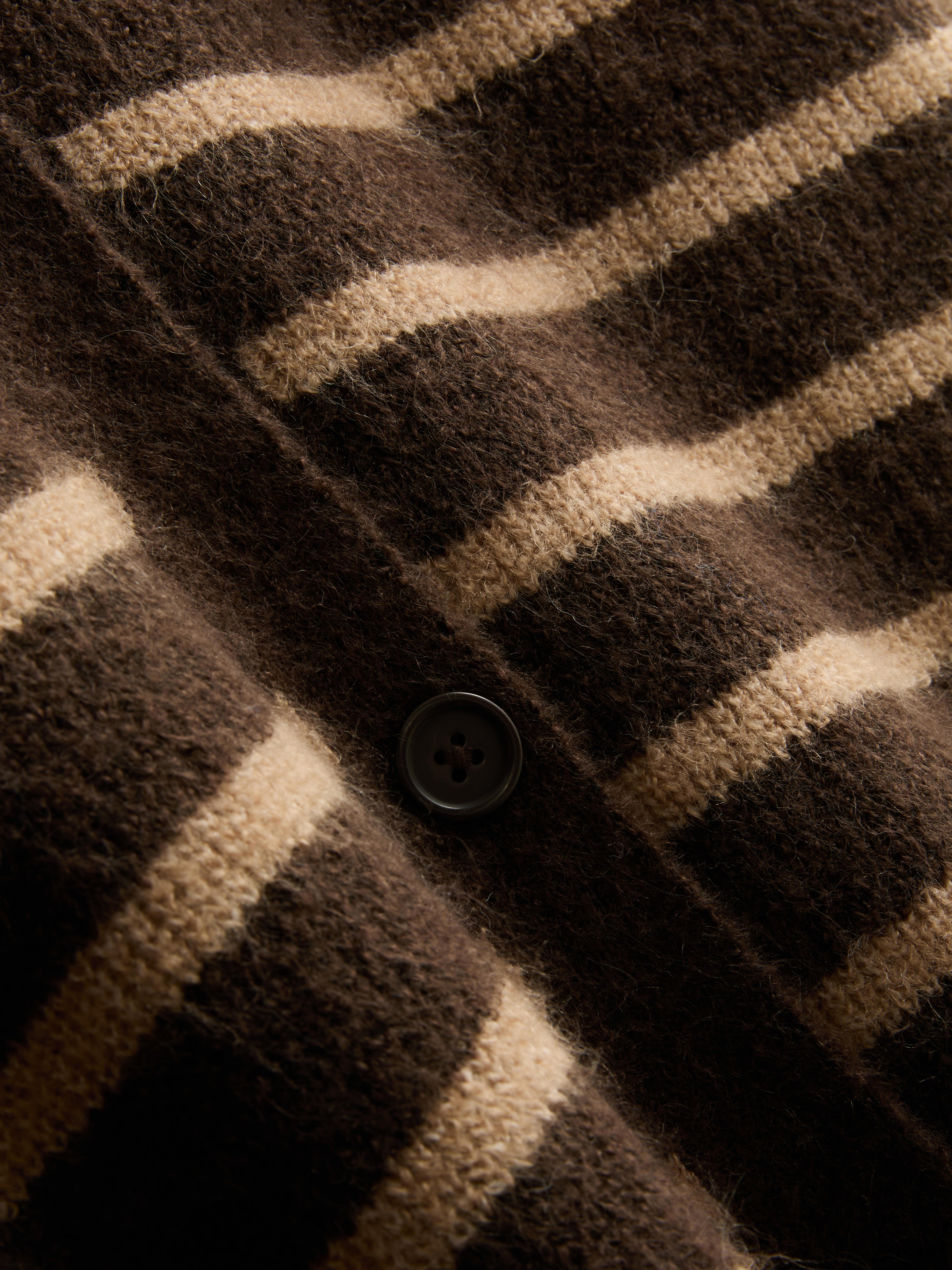 Soft Rib V-Neck Cardigan - Brown