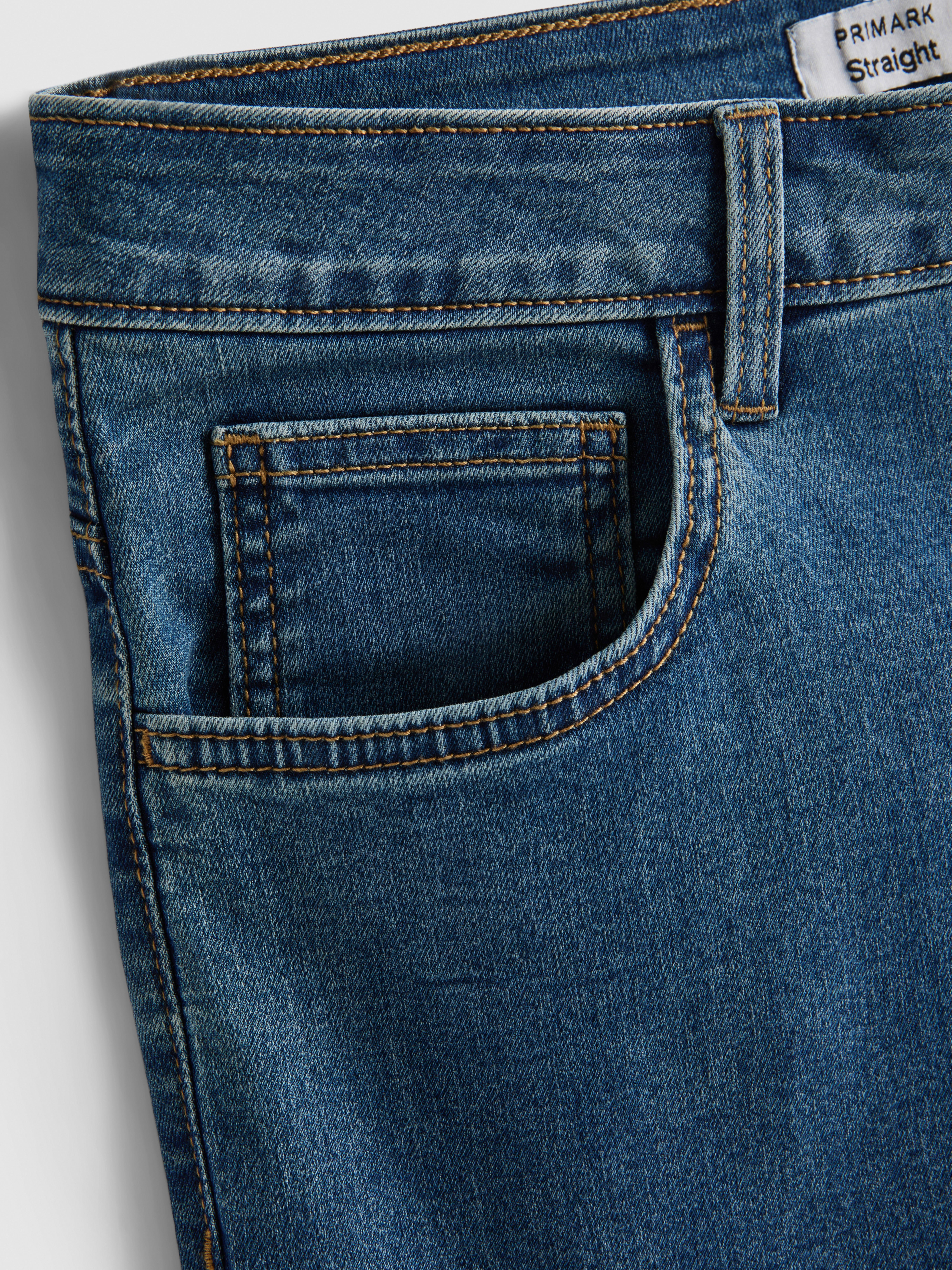 Mid Rise Straight Leg Jeans - Blue