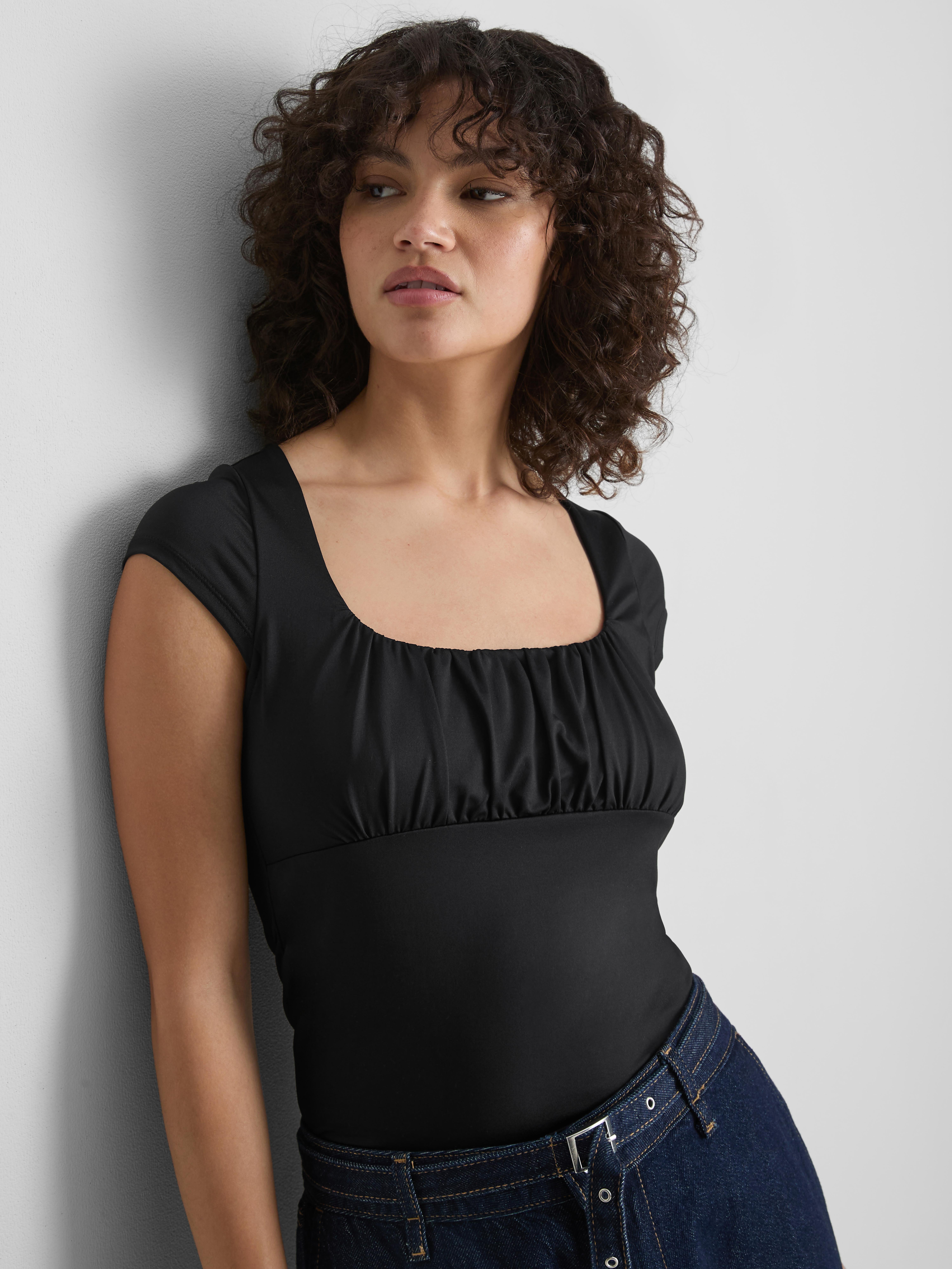 Cap-Sleeve Corset Top - Black